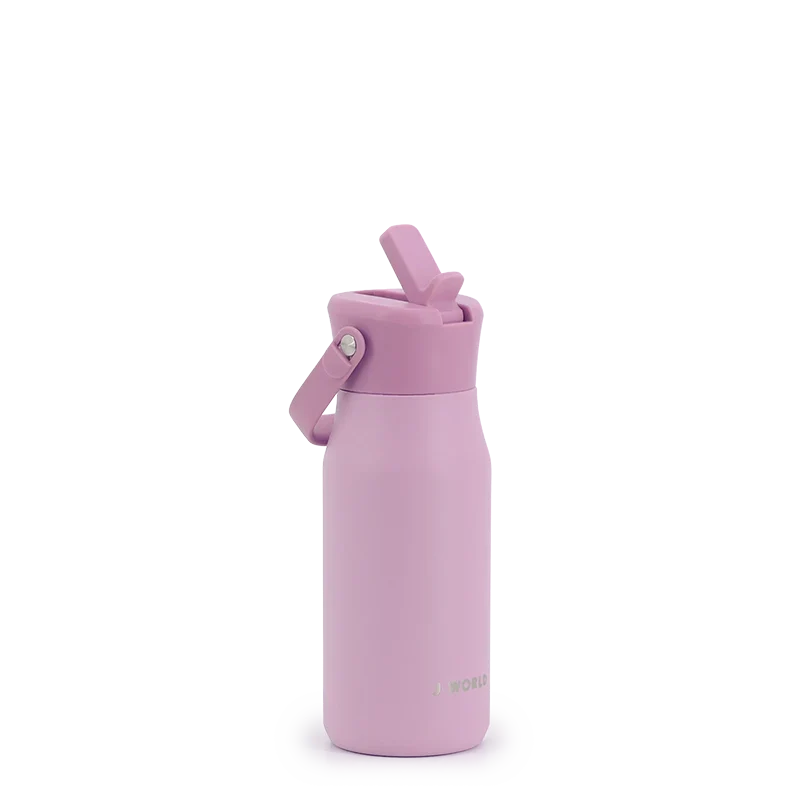 J World Flowee 14oz Insulated Water Bottle in Pink — angle view 2 # color_Pink