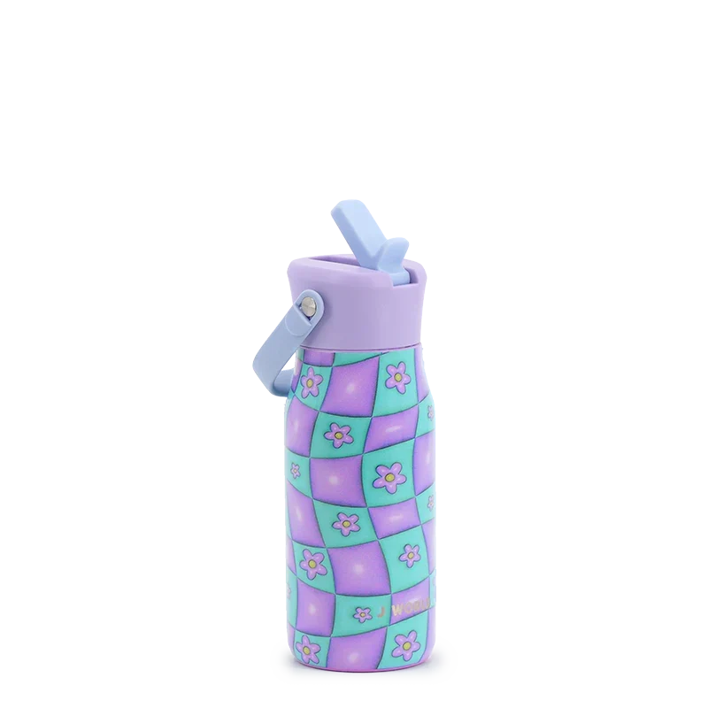 J World Flowee 14oz Insulated Water Bottle in Puffy Flower — angle view 2 # color_Puffy Flower