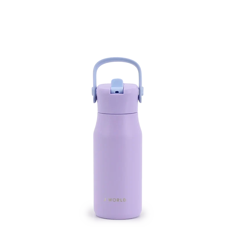 J World Flowee 14oz Insulated Water Bottle in Purple — front view # color_Purple