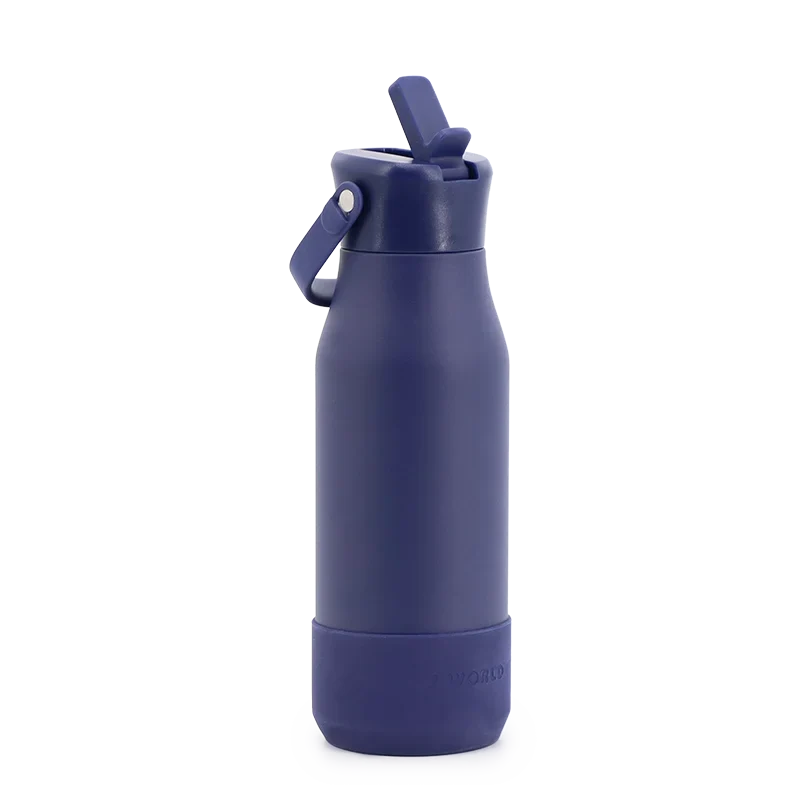 J World Flowee 22oz Insulated Water Bottle in Navy — angle view 2 # color_Navy