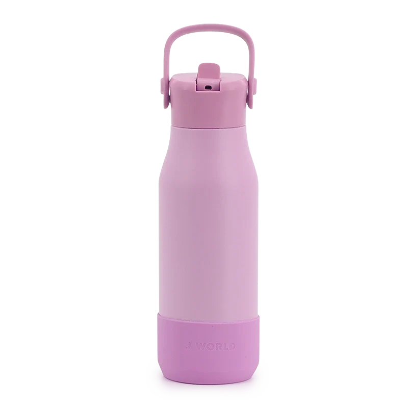 J World Flowee 22oz Insulated Water Bottle in Pink — front view # color_Pink