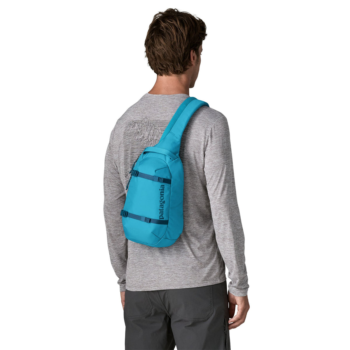 Patagonia Atom Sling Bag 8L in Mako Blue — lifestyle