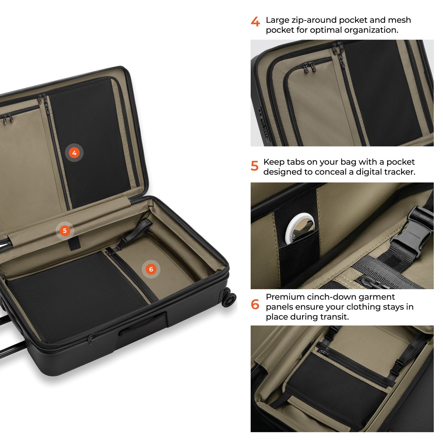 Briggs & Riley ZDX Large 30" Hardside Expandable Spinner in Black — detail view 2 # color_Black