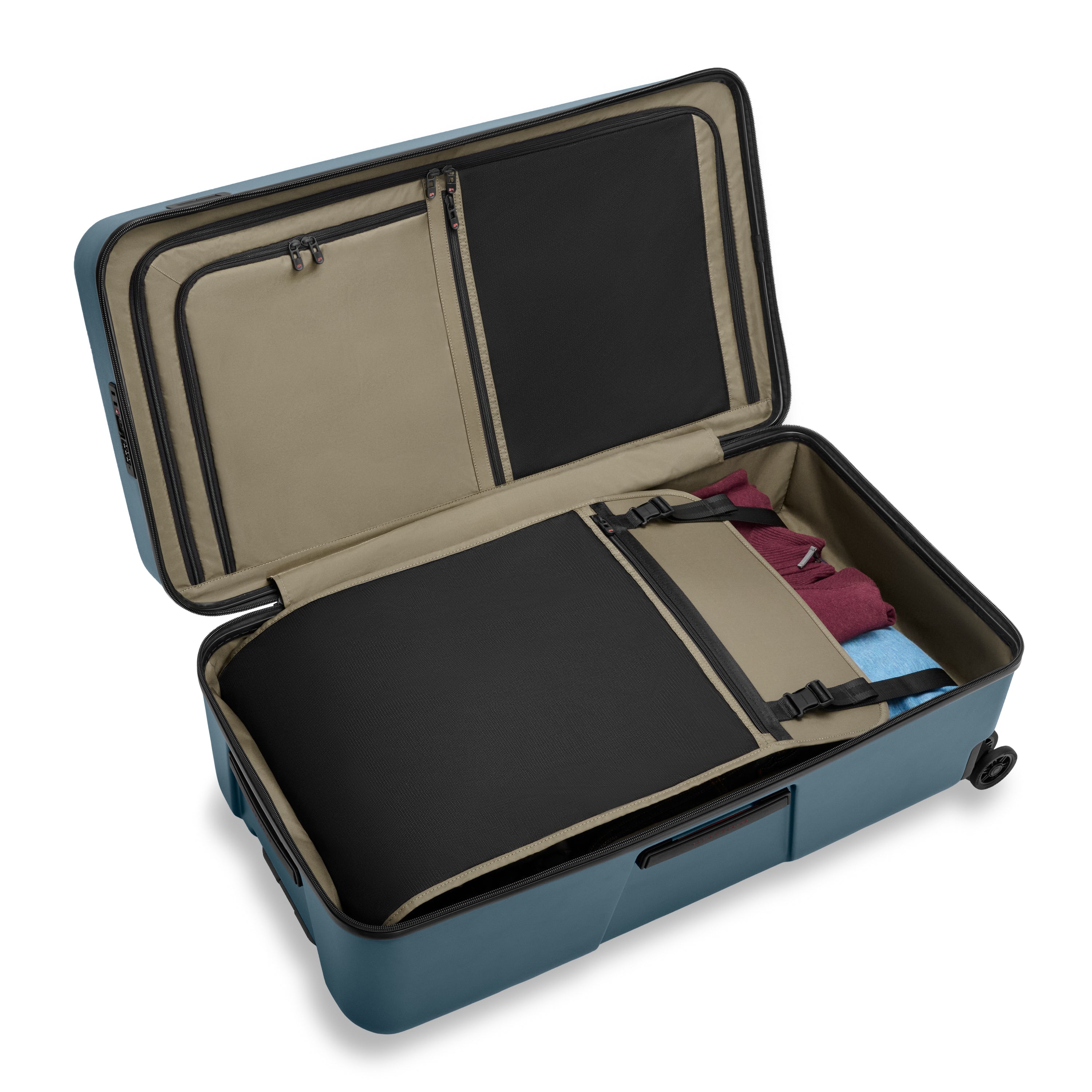 Briggs & Riley ZDX Extra Large 32" Hardside Trunk Spinner in Ocean — interior view 3 # color_Ocean