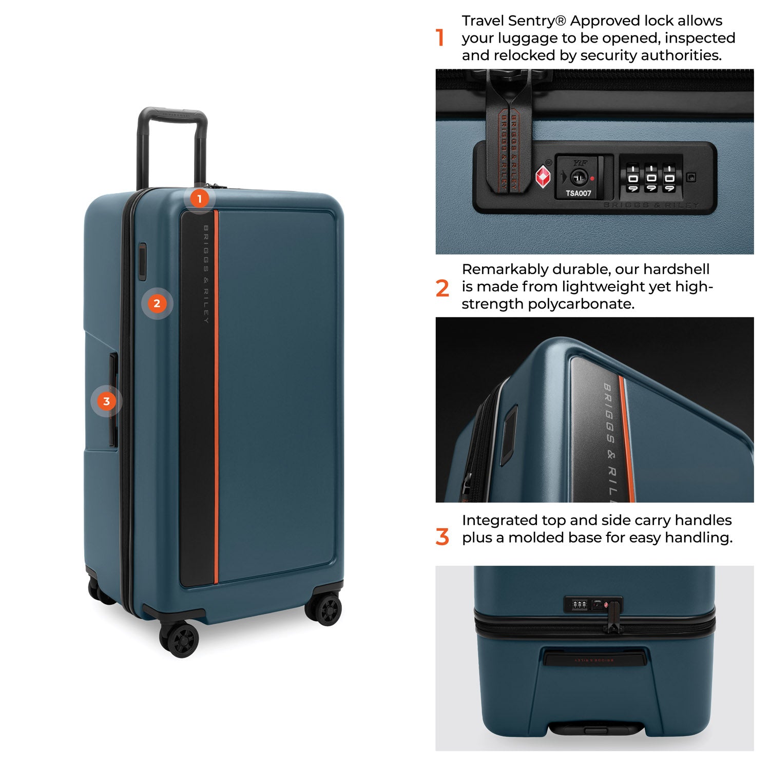 Briggs & Riley ZDX Extra Large 32" Hardside Trunk Spinner in Ocean — detail view # color_Ocean