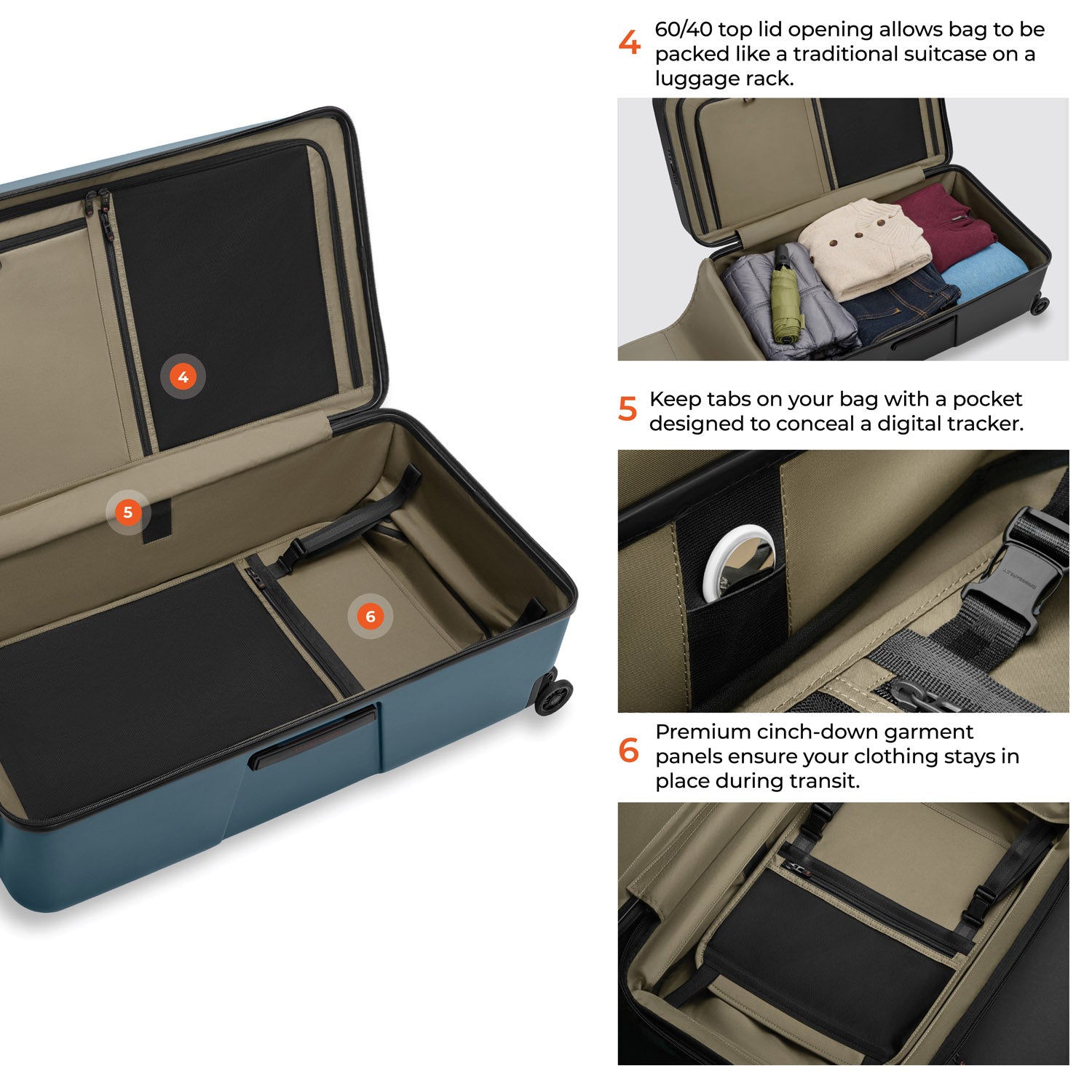 Briggs & Riley ZDX Extra Large 32" Hardside Trunk Spinner in Ocean — detail view 2 # color_Ocean