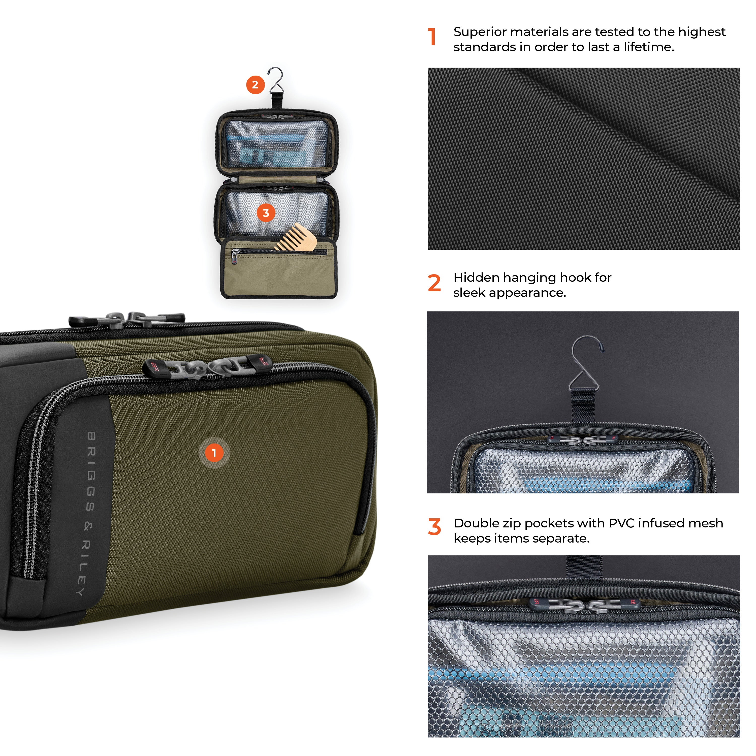 Briggs & Riley ZDX Hanging Toiletry Kit - Hunter