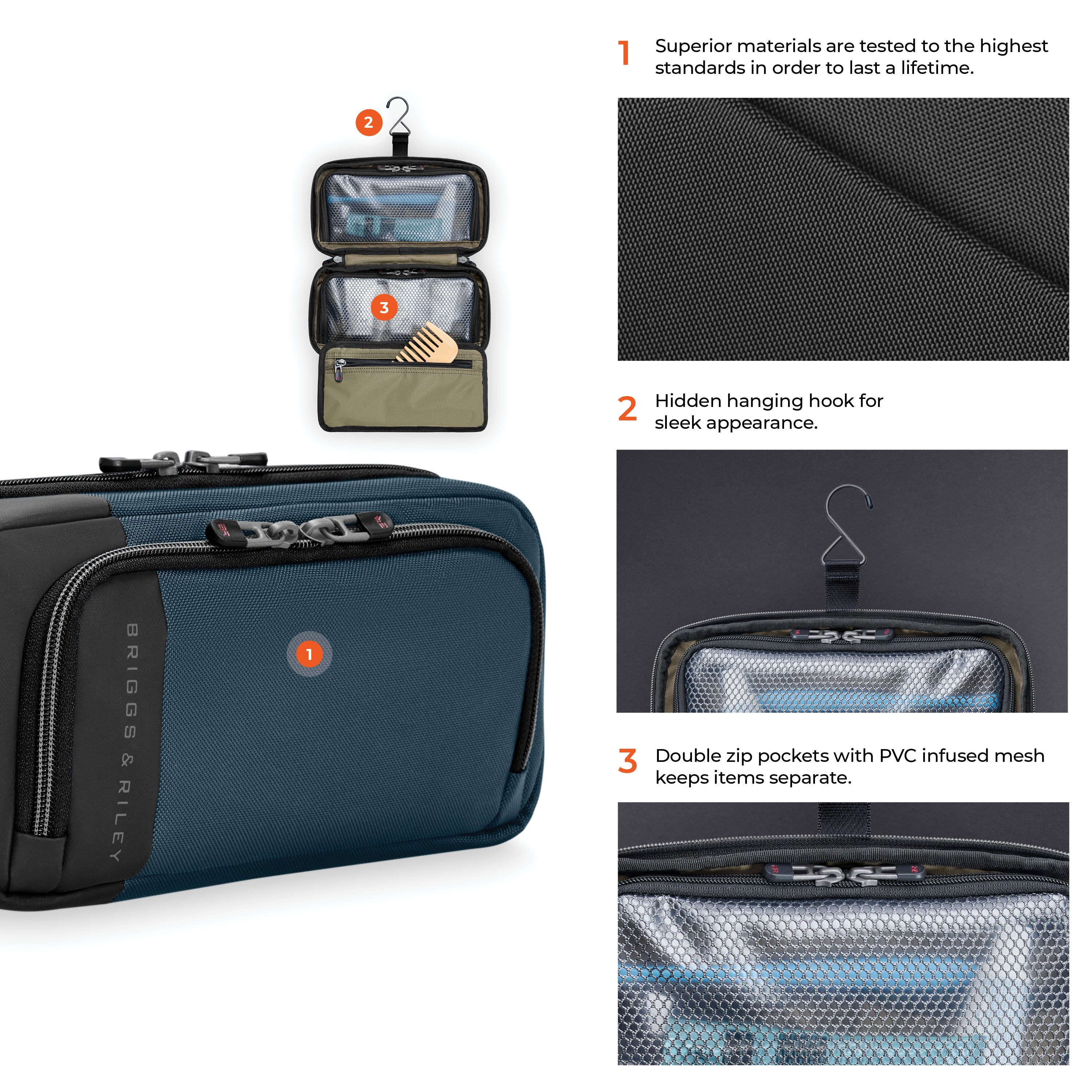 Briggs & Riley ZDX Hanging Toiletry Kit - Ocean