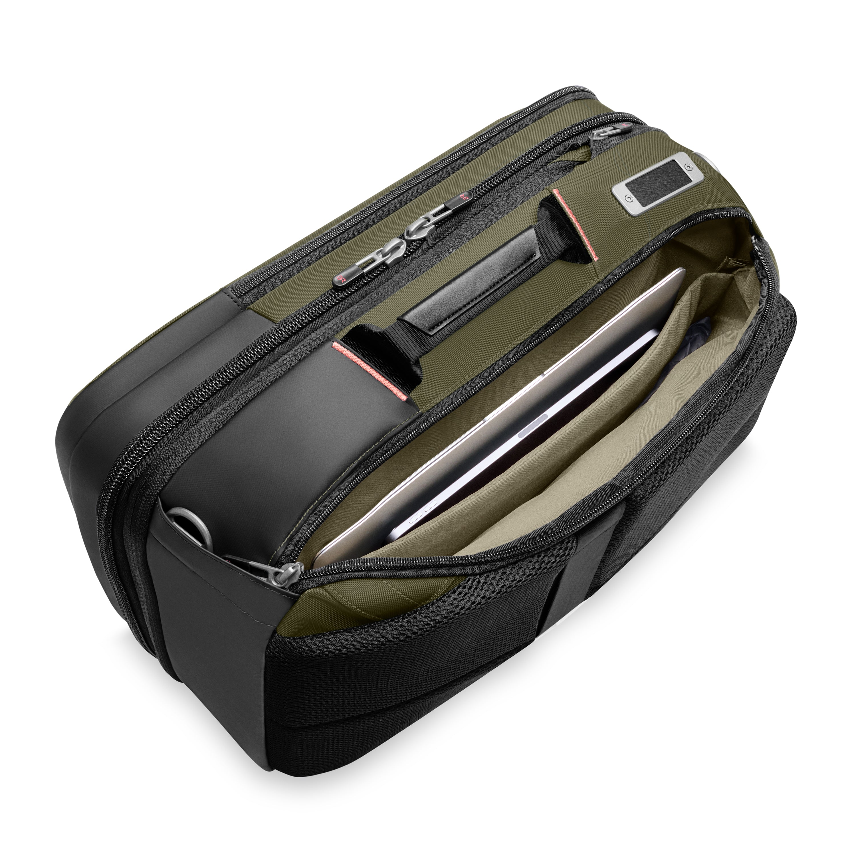 Briggs & Riley ZDX Medium Convertible Backpack Duffle in Hunter — interior view 2 # color_Hunter