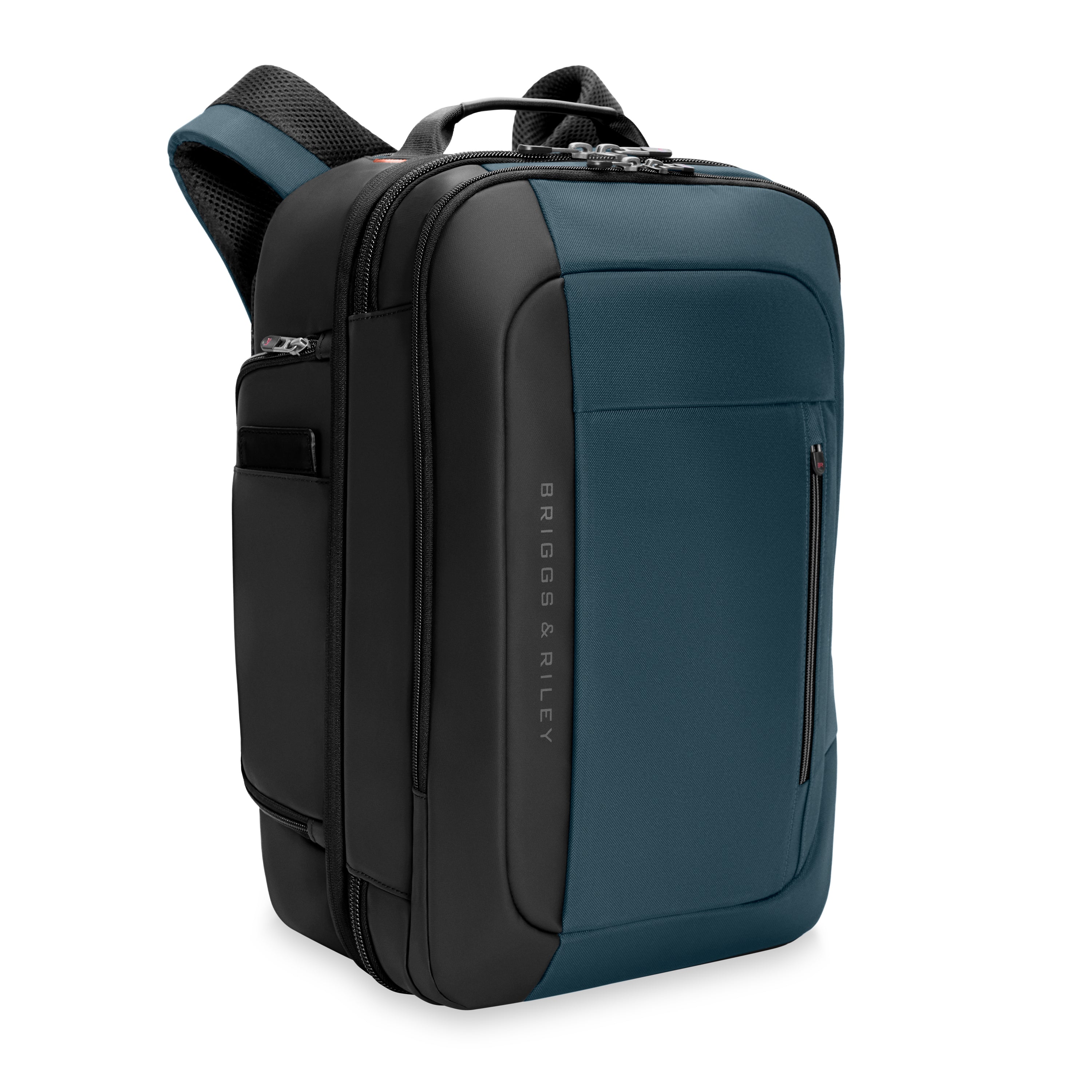 Briggs & Riley ZDX Medium Convertible Backpack Duffle in Ocean — angle view 3 # color_Ocean