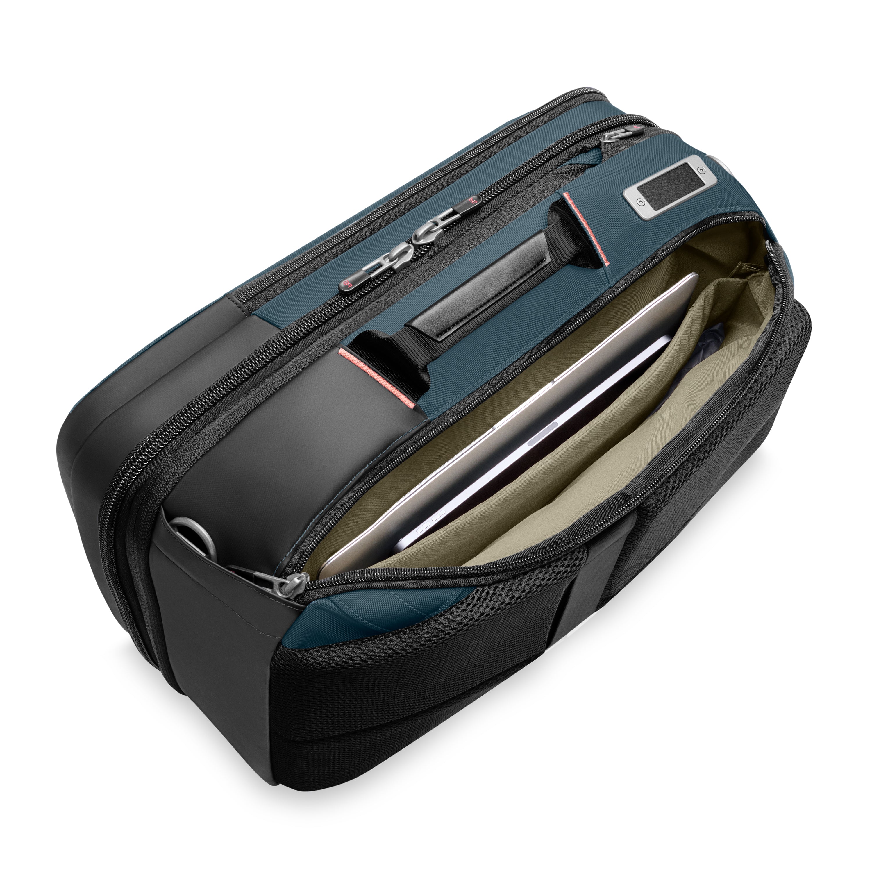 Briggs & Riley ZDX Medium Convertible Backpack Duffle in Ocean — interior view 2 # color_Ocean