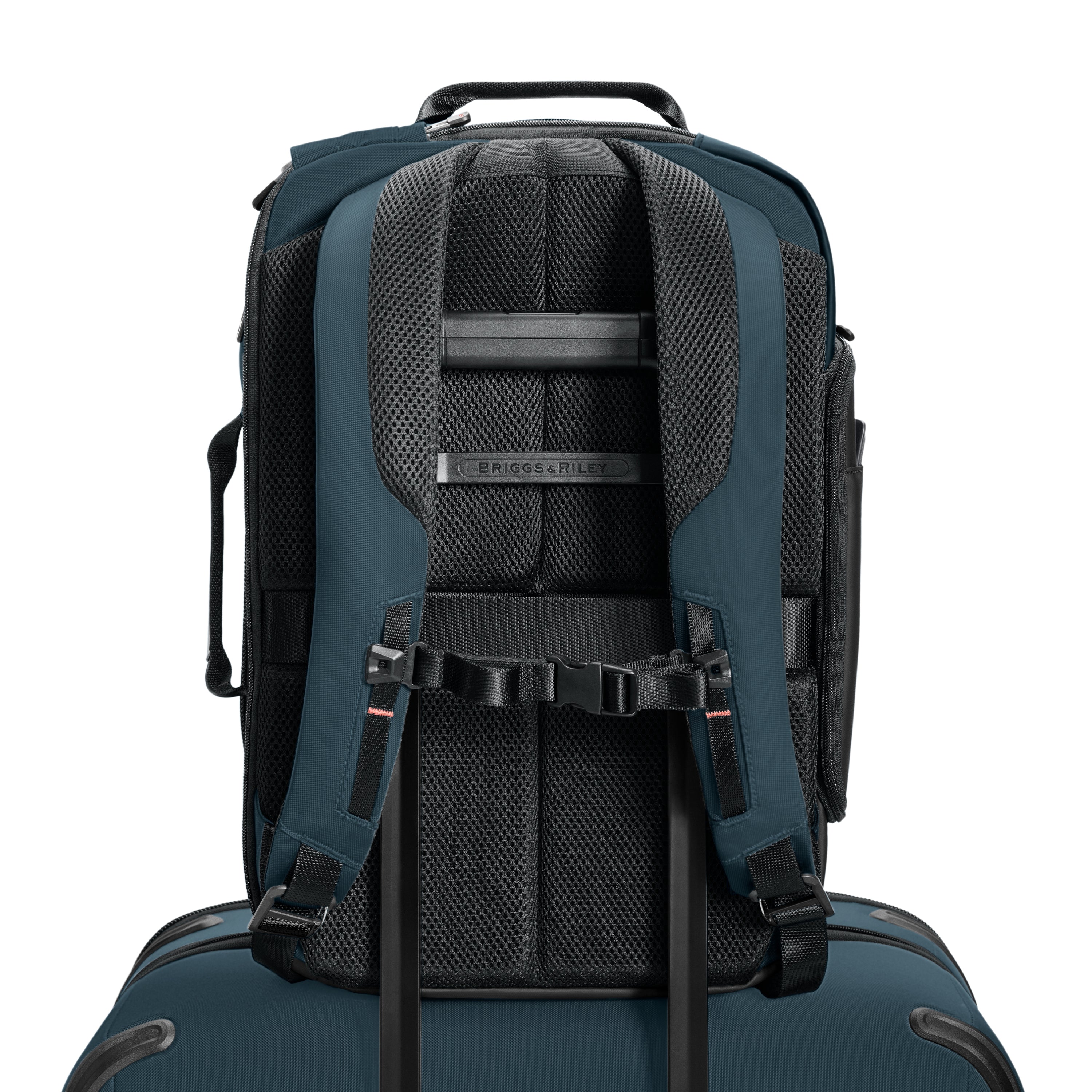 Briggs & Riley ZDX Medium Convertible Backpack Duffle in Ocean — back view 2 # color_Ocean