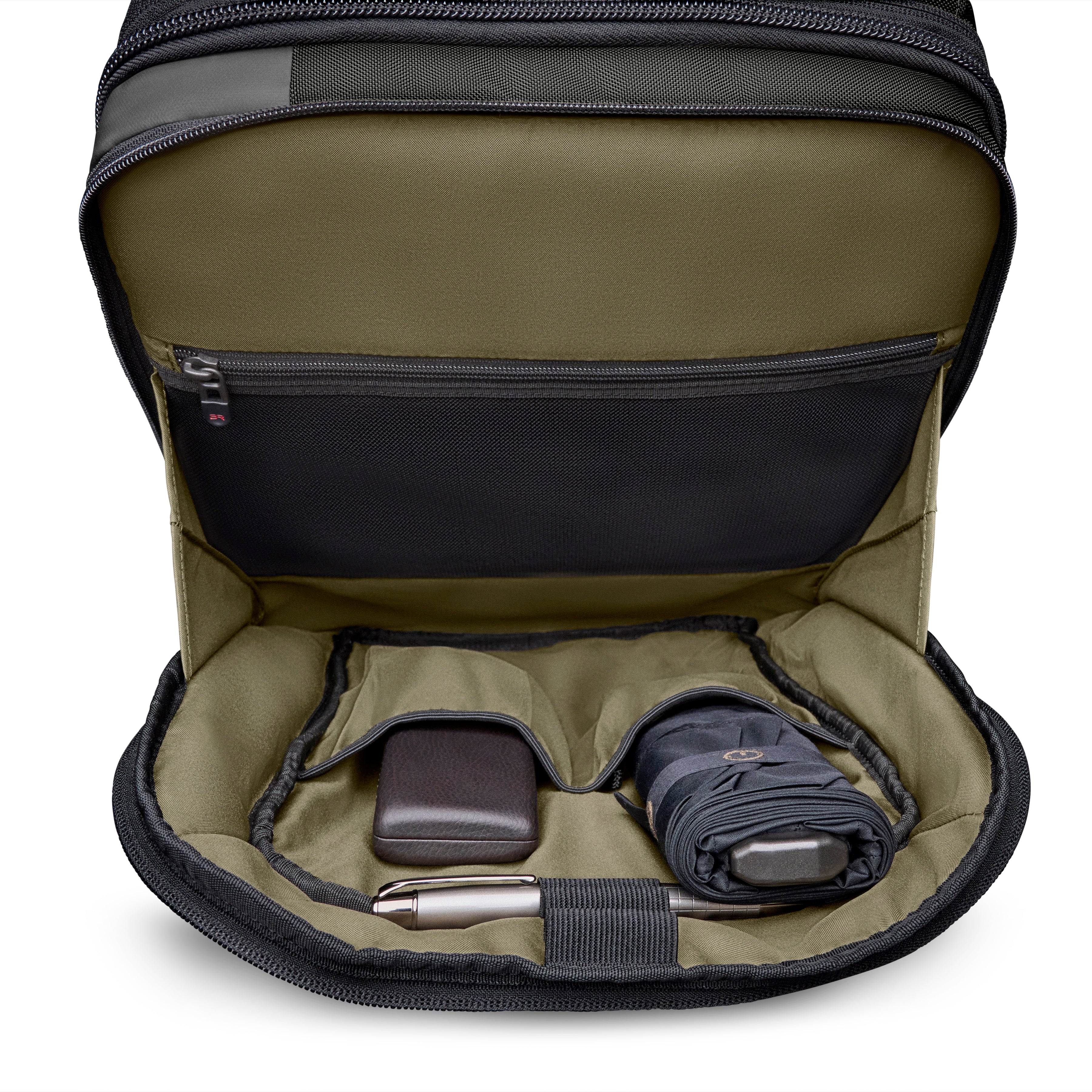 Briggs & Riley ZDX Medium Convertible Backpack Duffle in Black — interior view # color_Black