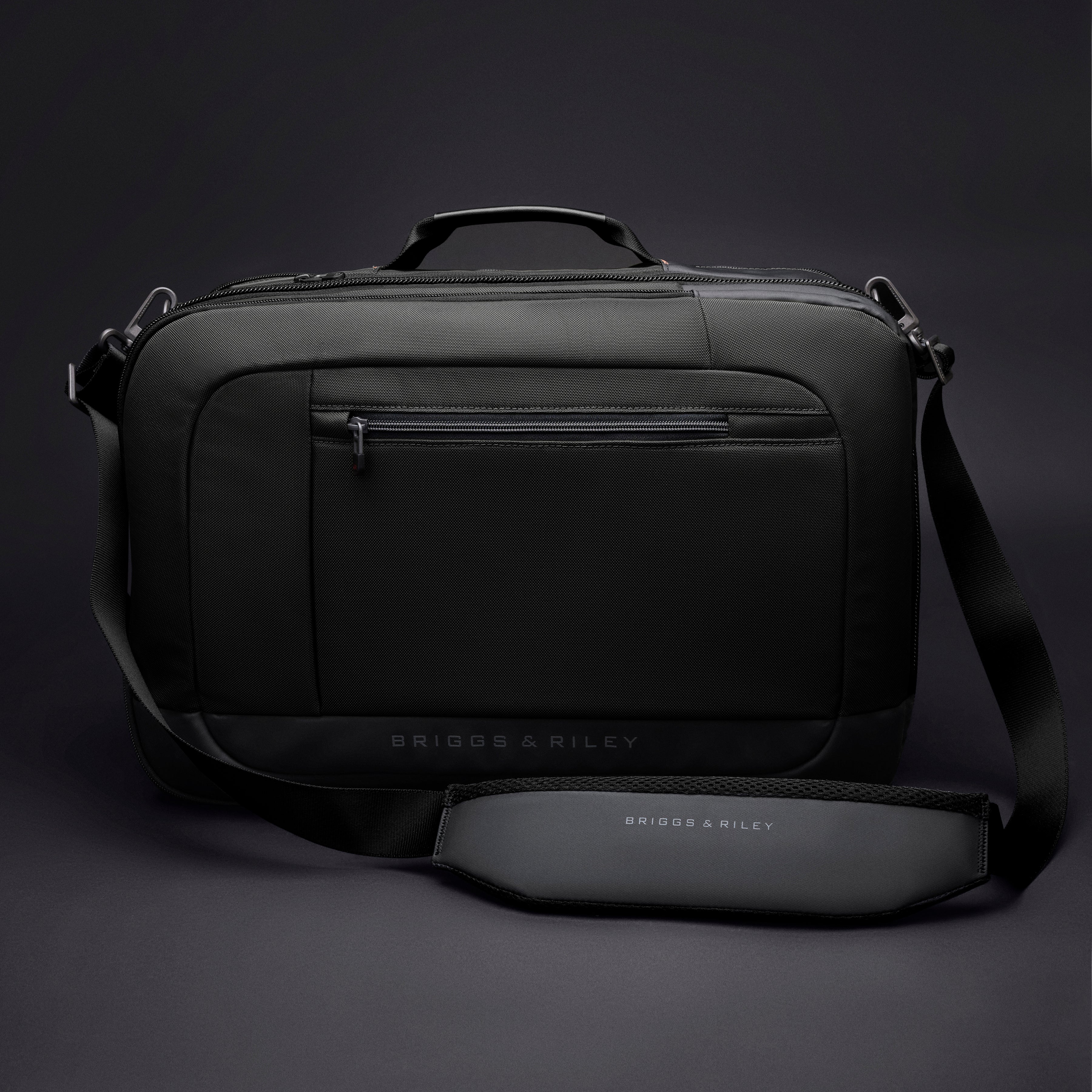 Briggs & Riley ZDX Medium Convertible Backpack Duffle in Black — angle view 6 # color_Black