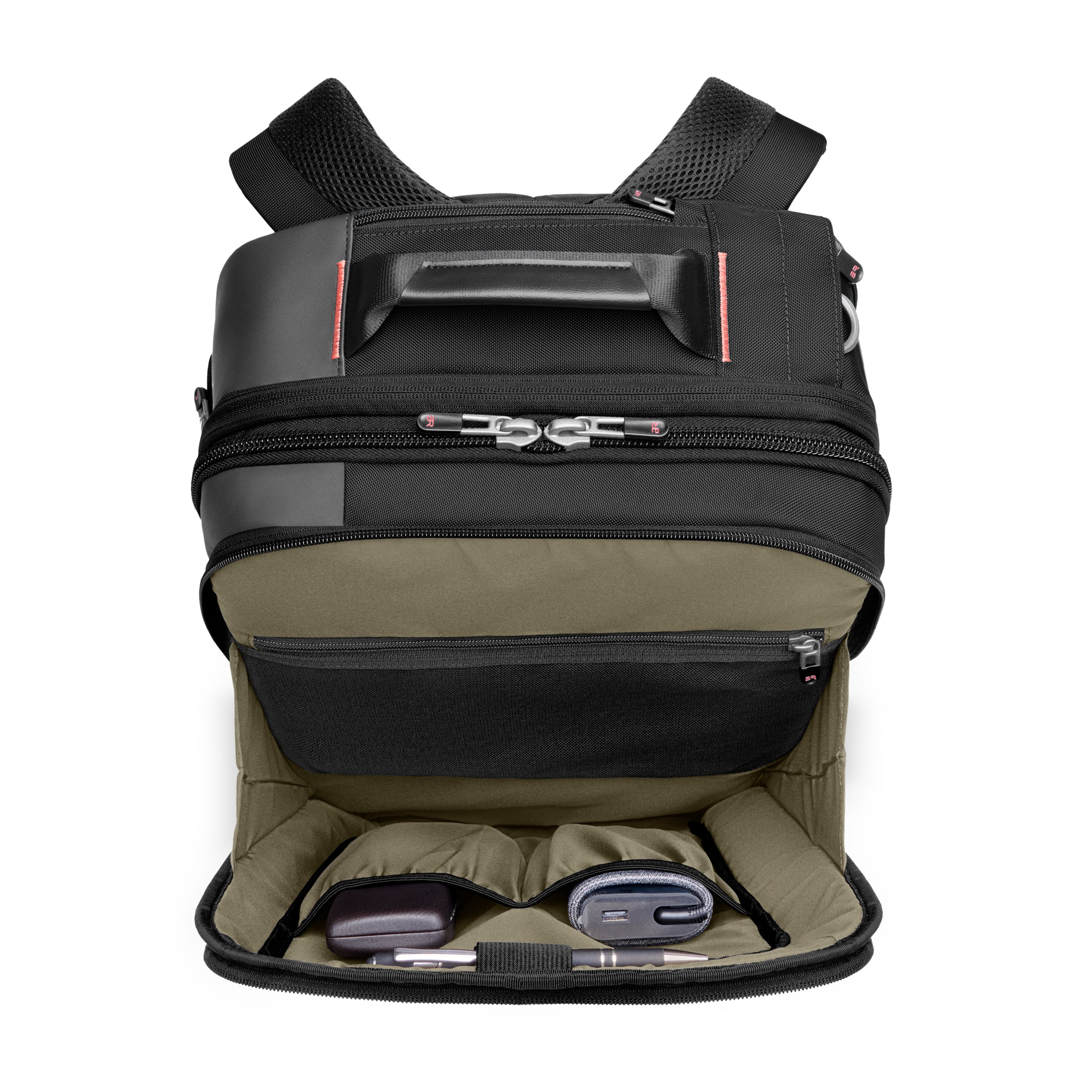 Briggs & Riley ZDX Medium Convertible Backpack Duffle in Black — interior view 3 # color_Black