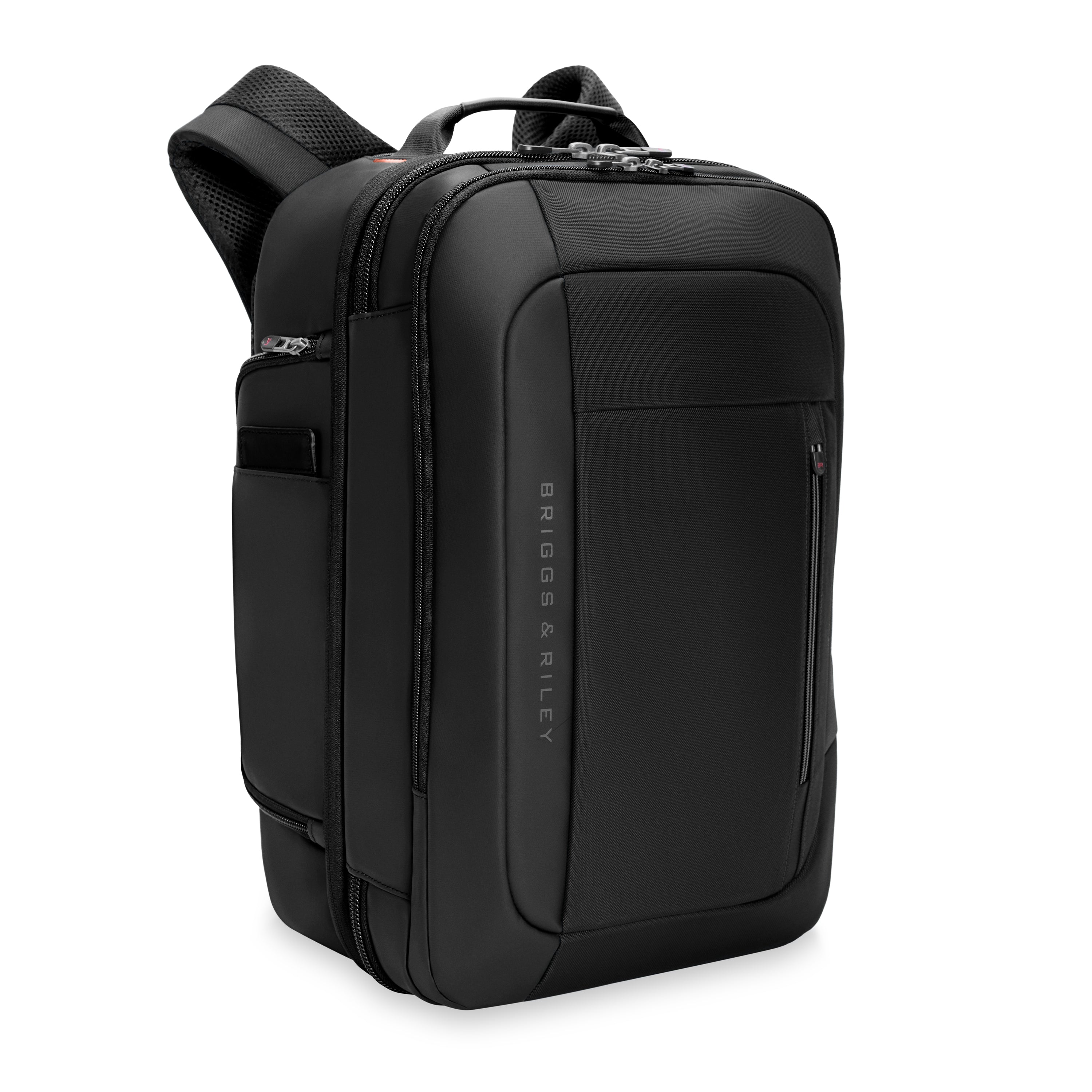 Briggs & Riley ZDX Medium Convertible Backpack Duffle in Black — angle view 3 # color_Black