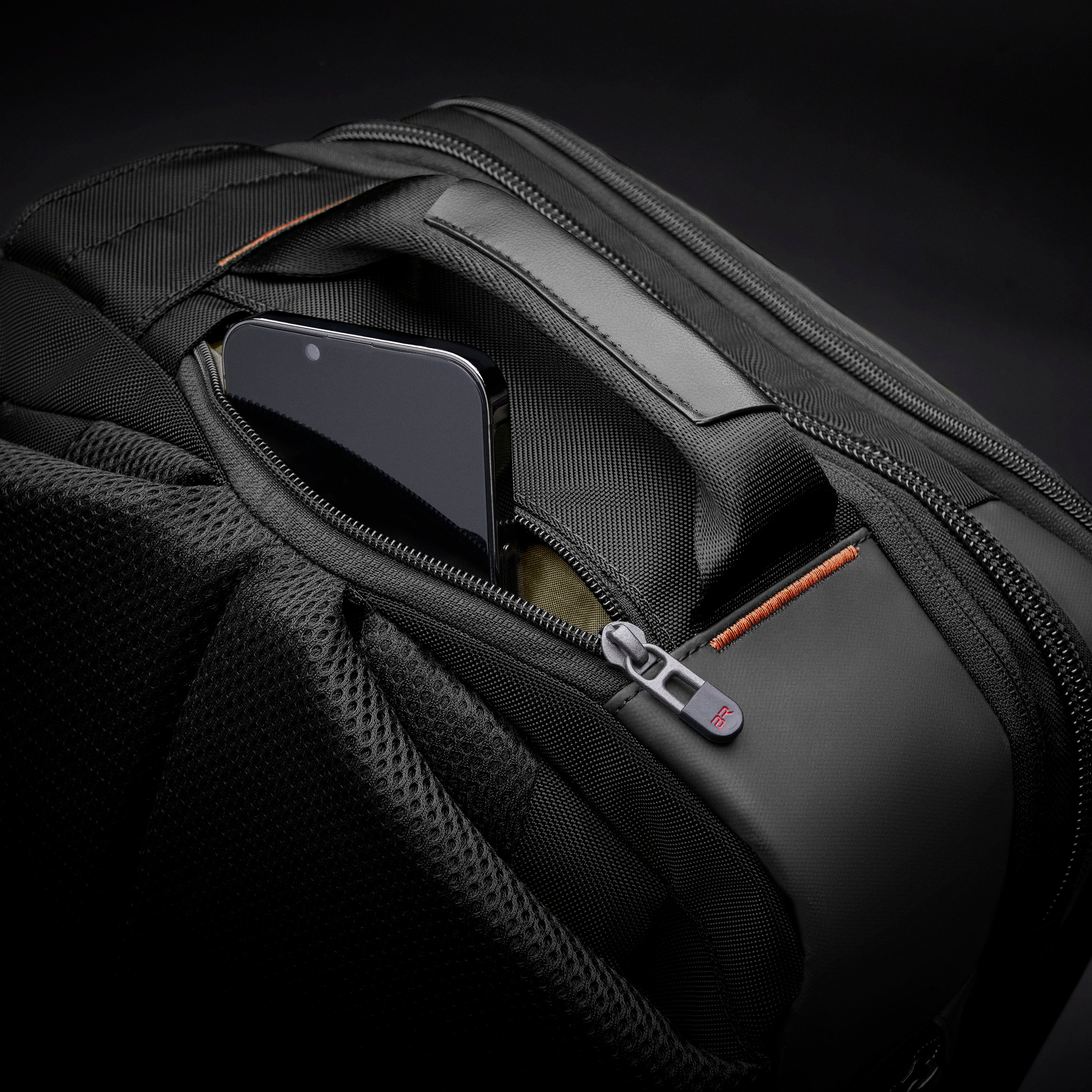 Briggs & Riley ZDX Medium Convertible Backpack Duffle in Black — detail view # color_Black