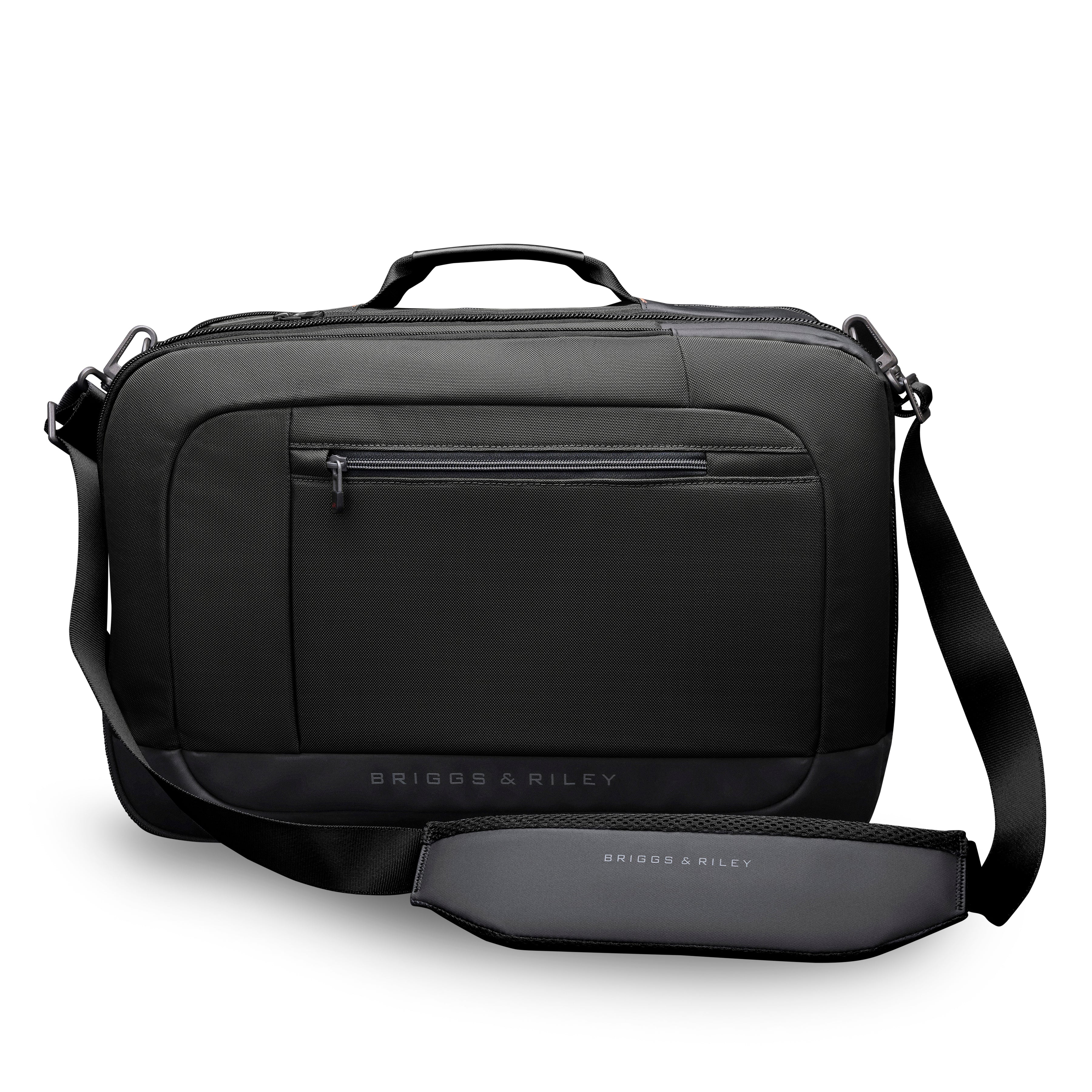Briggs & Riley ZDX Medium Convertible Backpack Duffle in Black — angle view 4 # color_Black
