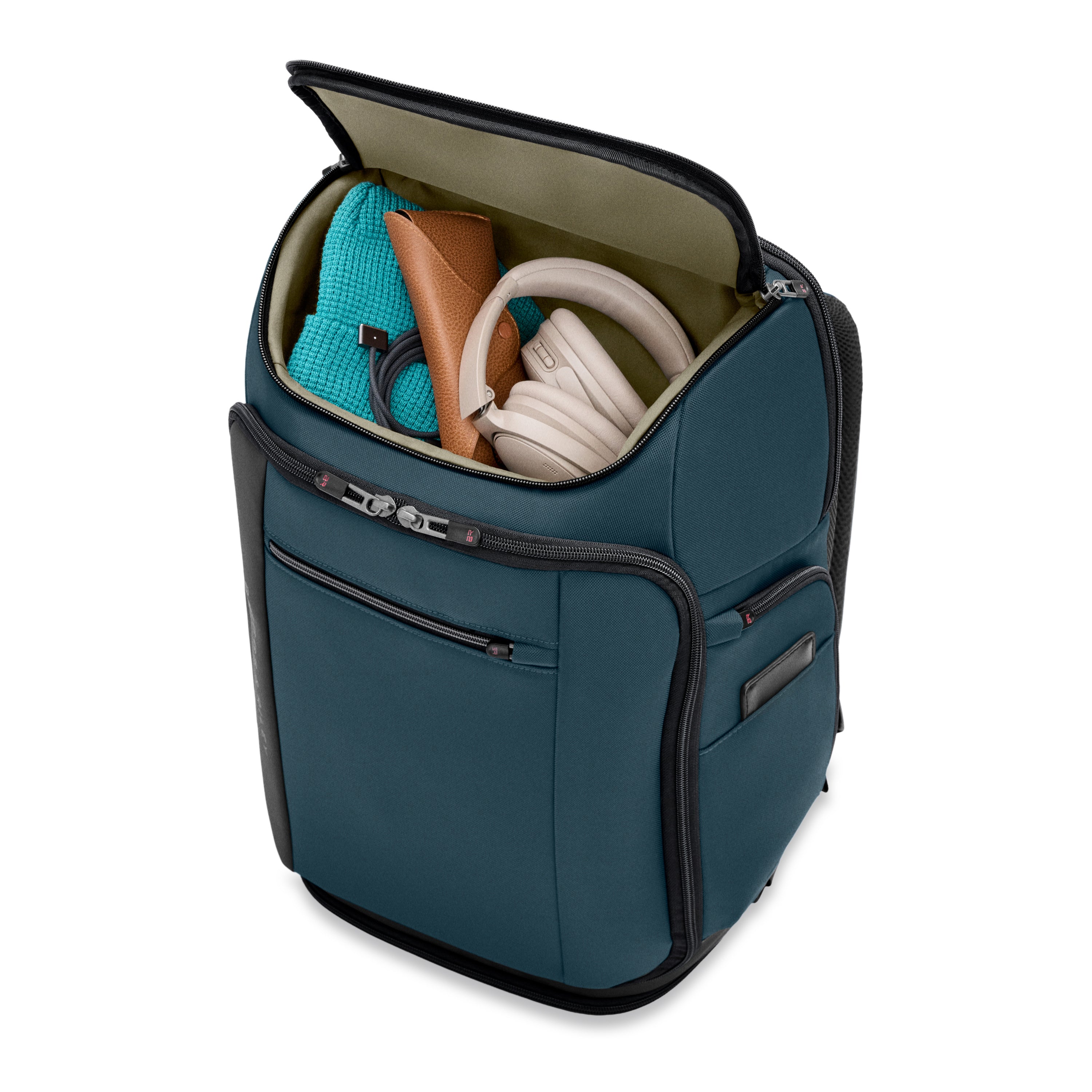 Briggs & Riley ZDX U-Zip Travel Backpack in Ocean — interior view 5 # color_Ocean