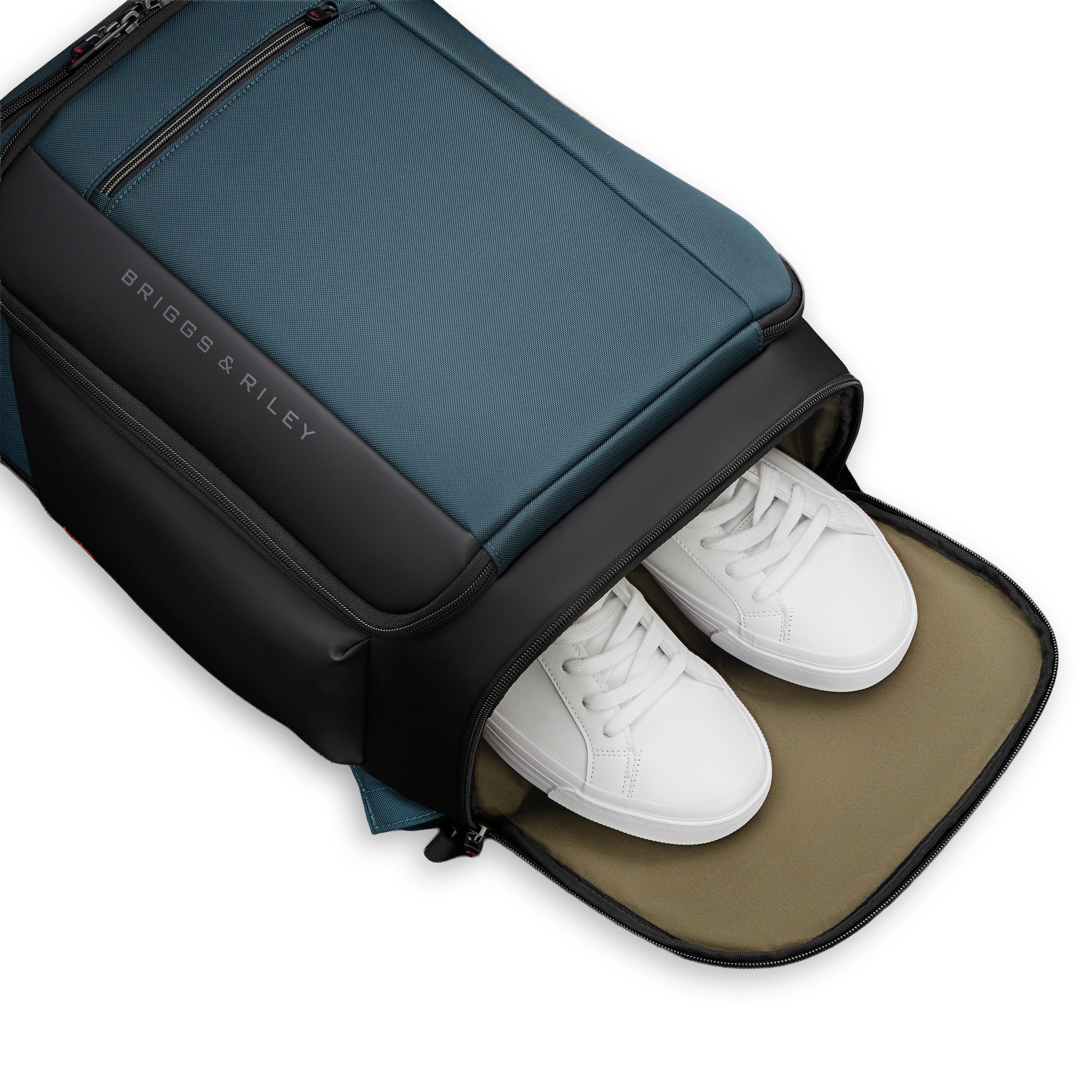 Briggs & Riley ZDX U-Zip Travel Backpack in Ocean — interior view 6 # color_Ocean