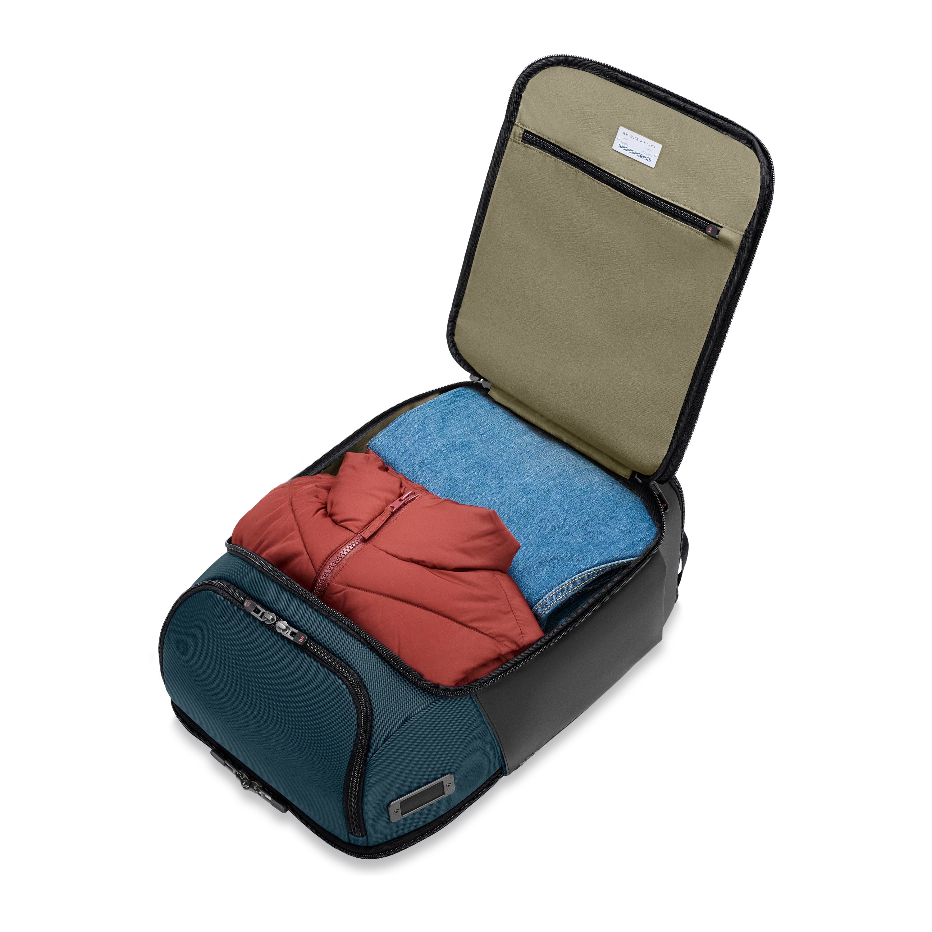 Briggs & Riley ZDX U-Zip Travel Backpack in Ocean — interior view 8 # color_Ocean