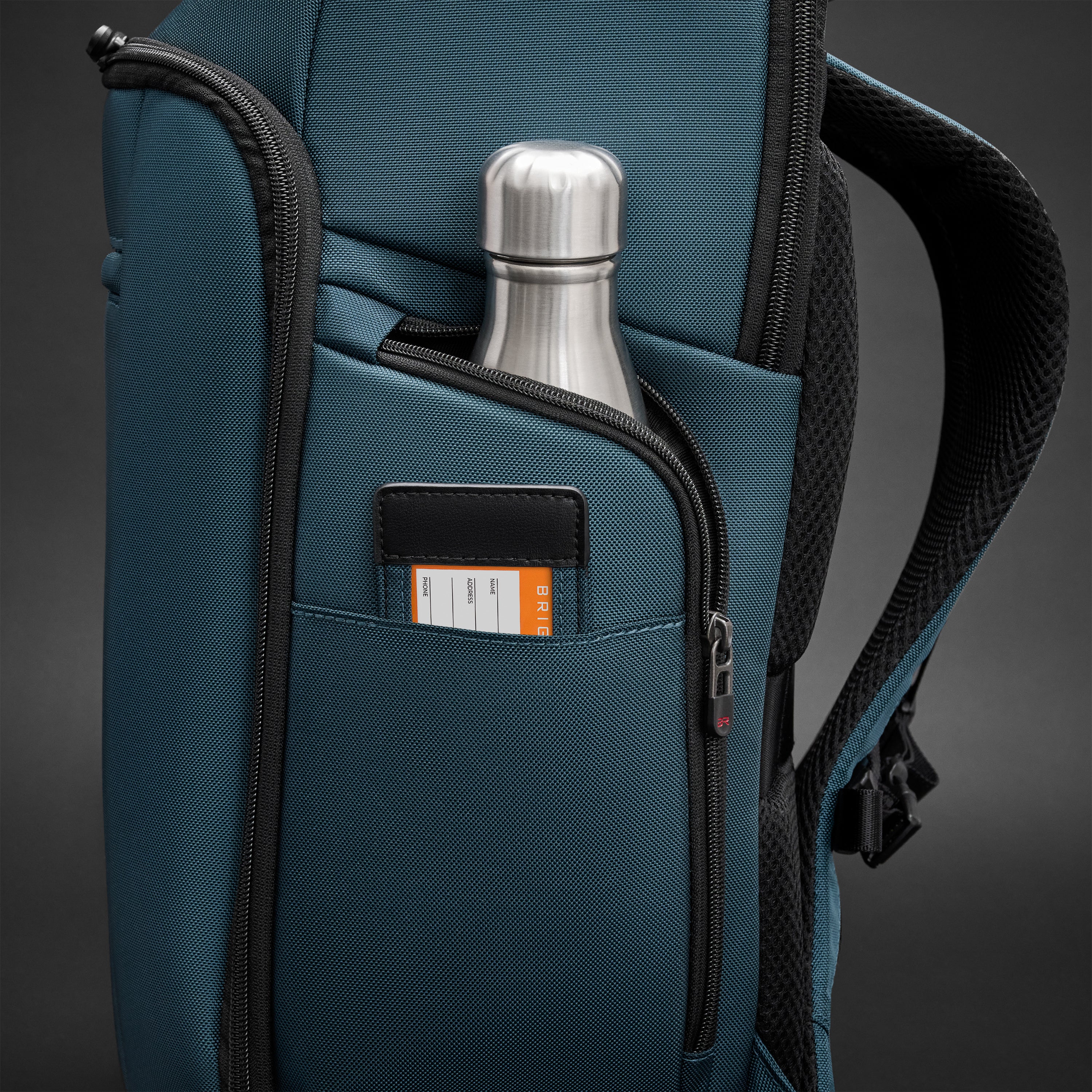 Briggs & Riley ZDX U-Zip Travel Backpack in Ocean — detail view # color_Ocean