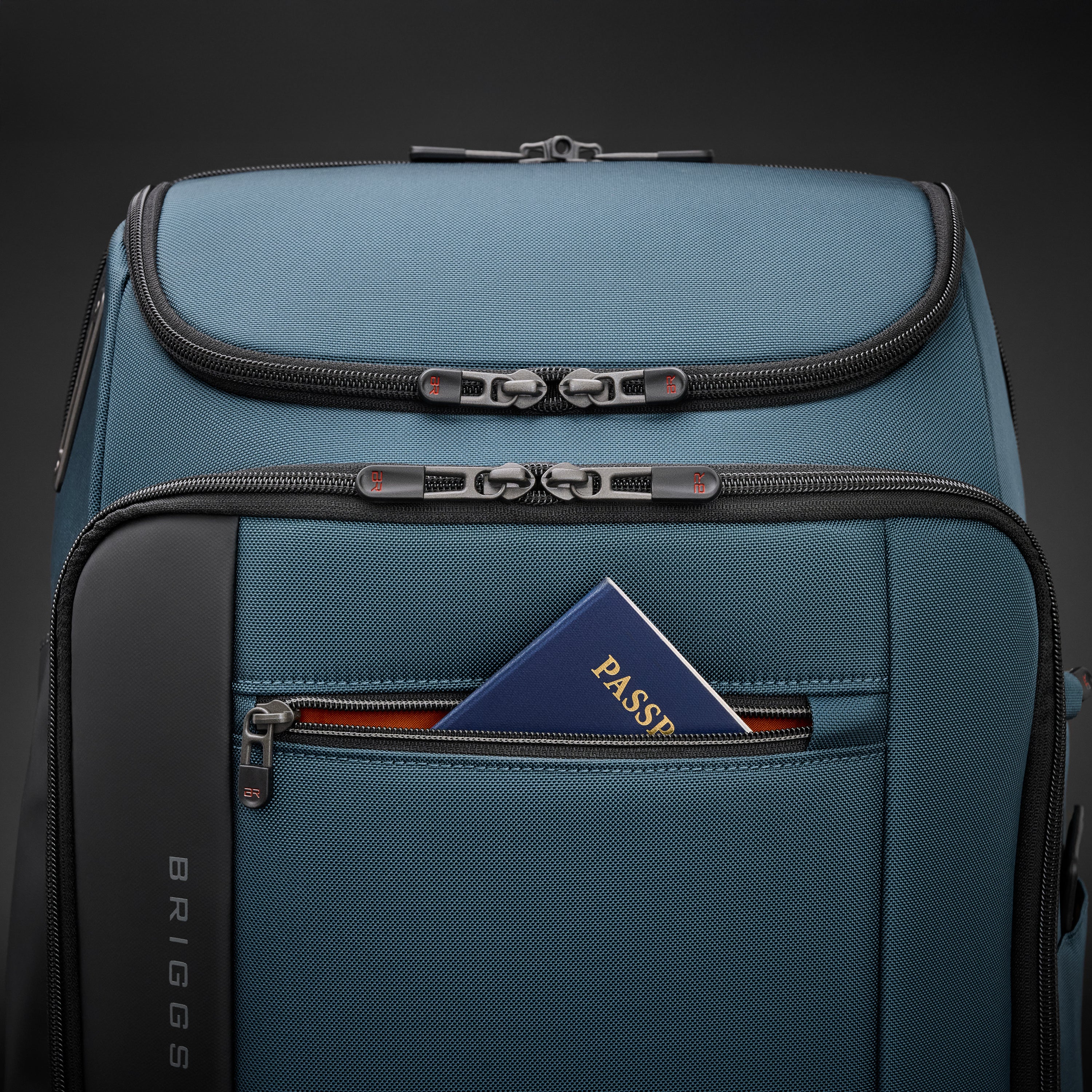 Briggs & Riley ZDX U-Zip Travel Backpack in Ocean — detail view 2 # color_Ocean