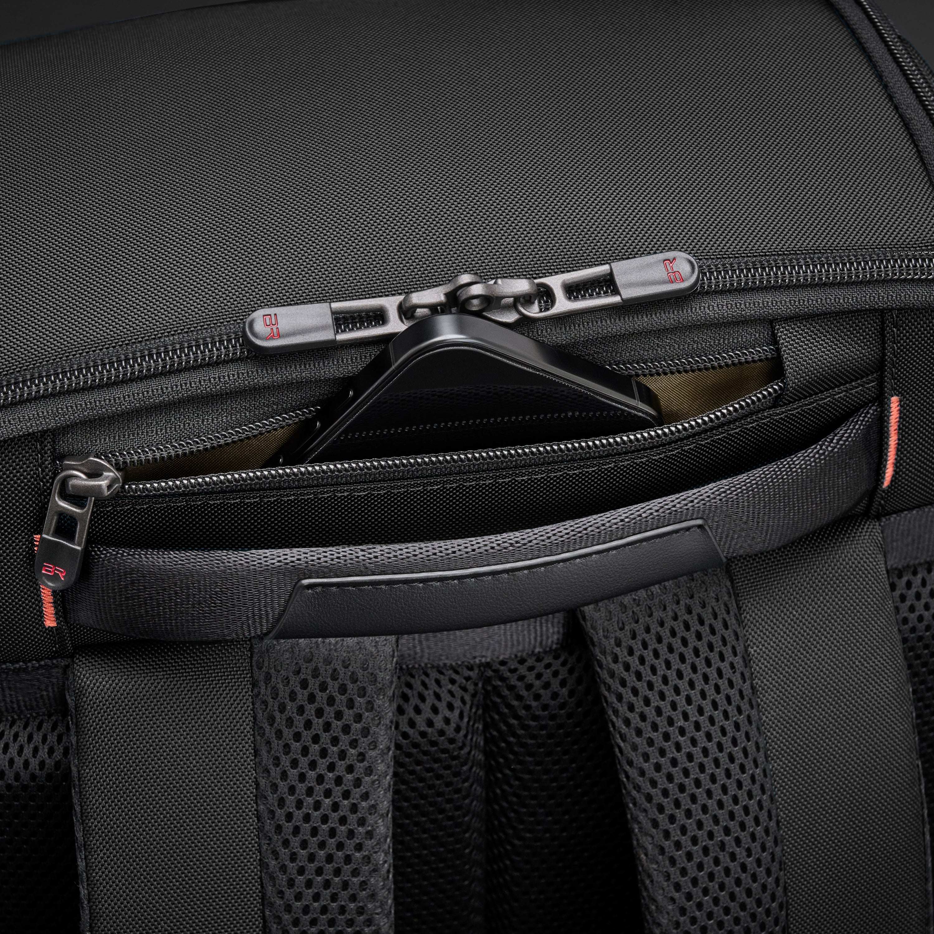 Briggs & Riley ZDX U-Zip Travel Backpack in Black — detail view # color_Black