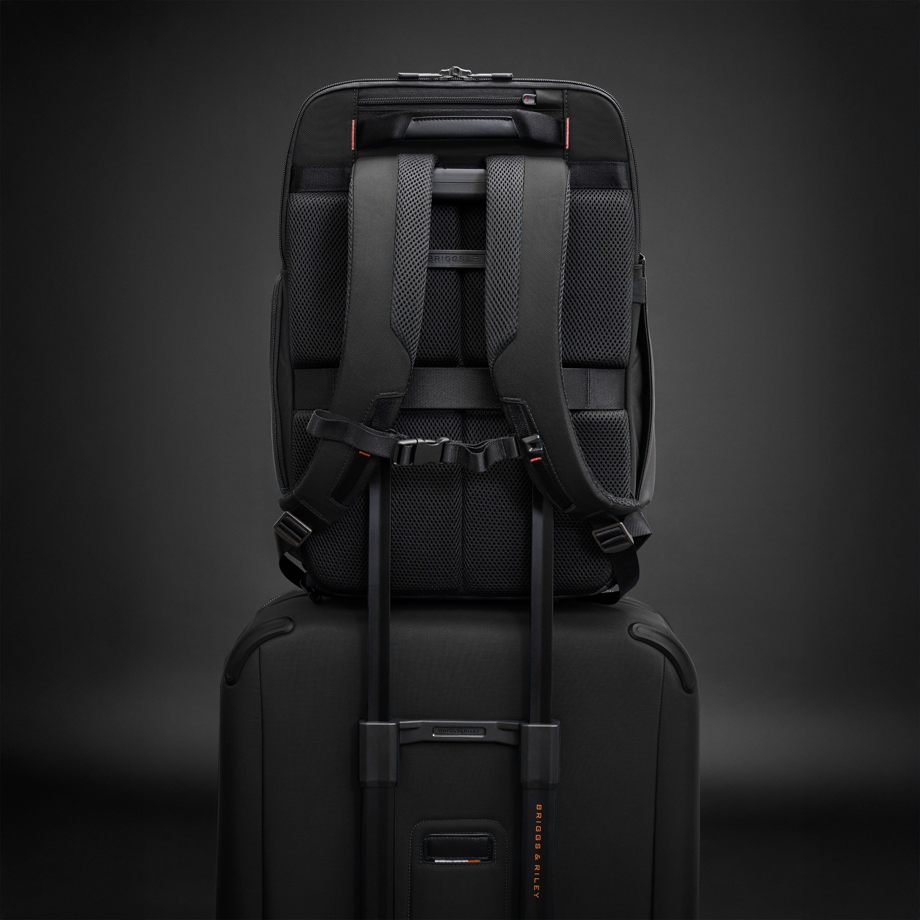 Briggs & Riley ZDX U-Zip Travel Backpack in Black — back view # color_Black