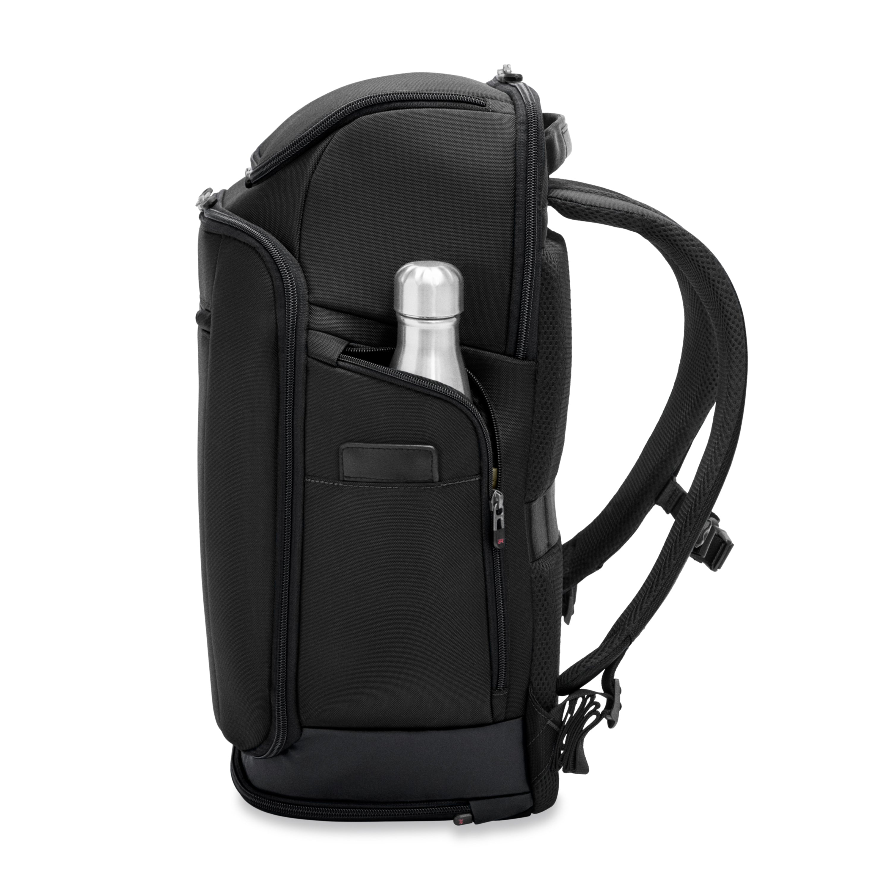 Briggs & Riley ZDX U-Zip Travel Backpack in Black — side view 2 # color_Black