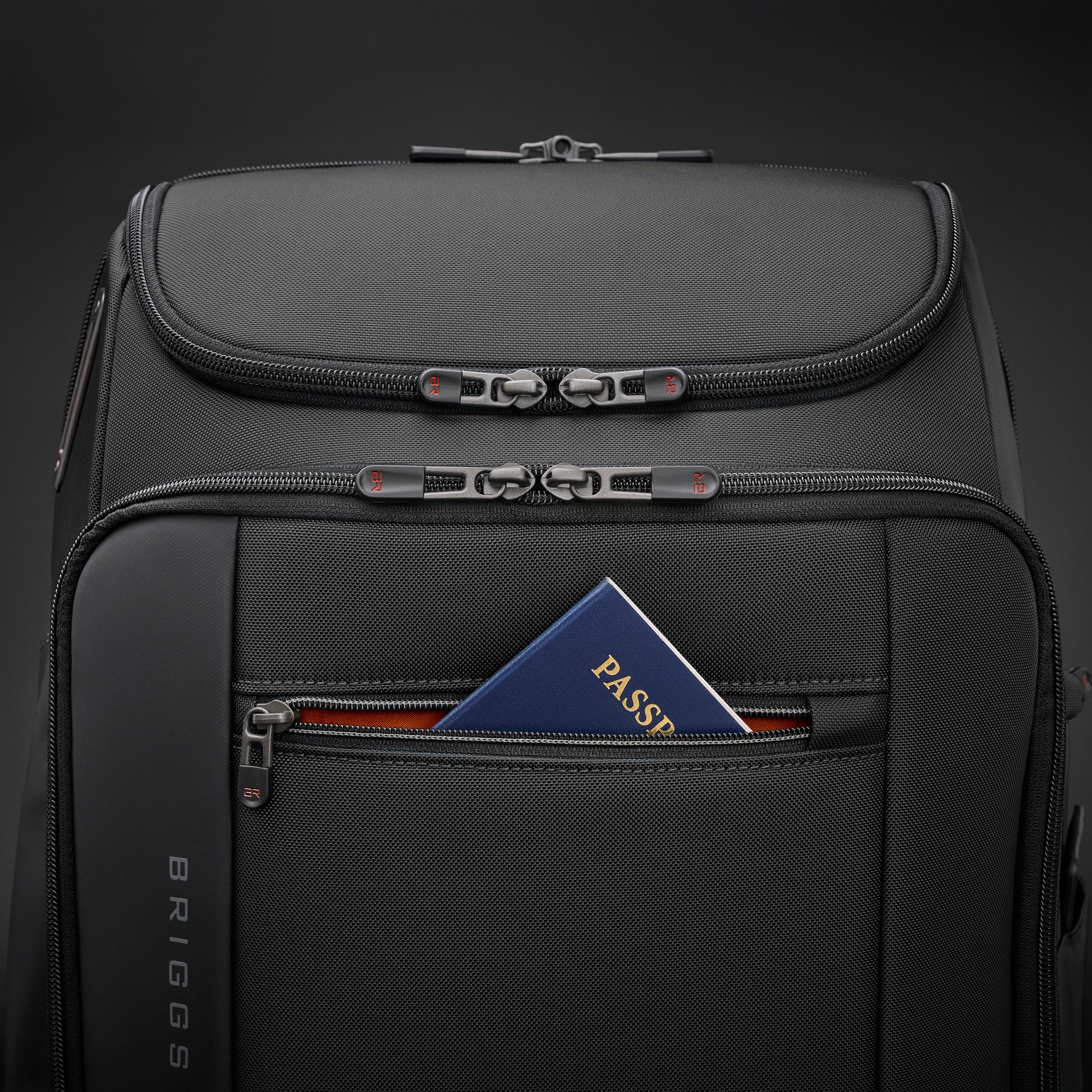 Briggs & Riley ZDX U-Zip Travel Backpack in Black — detail view 2 # color_Black