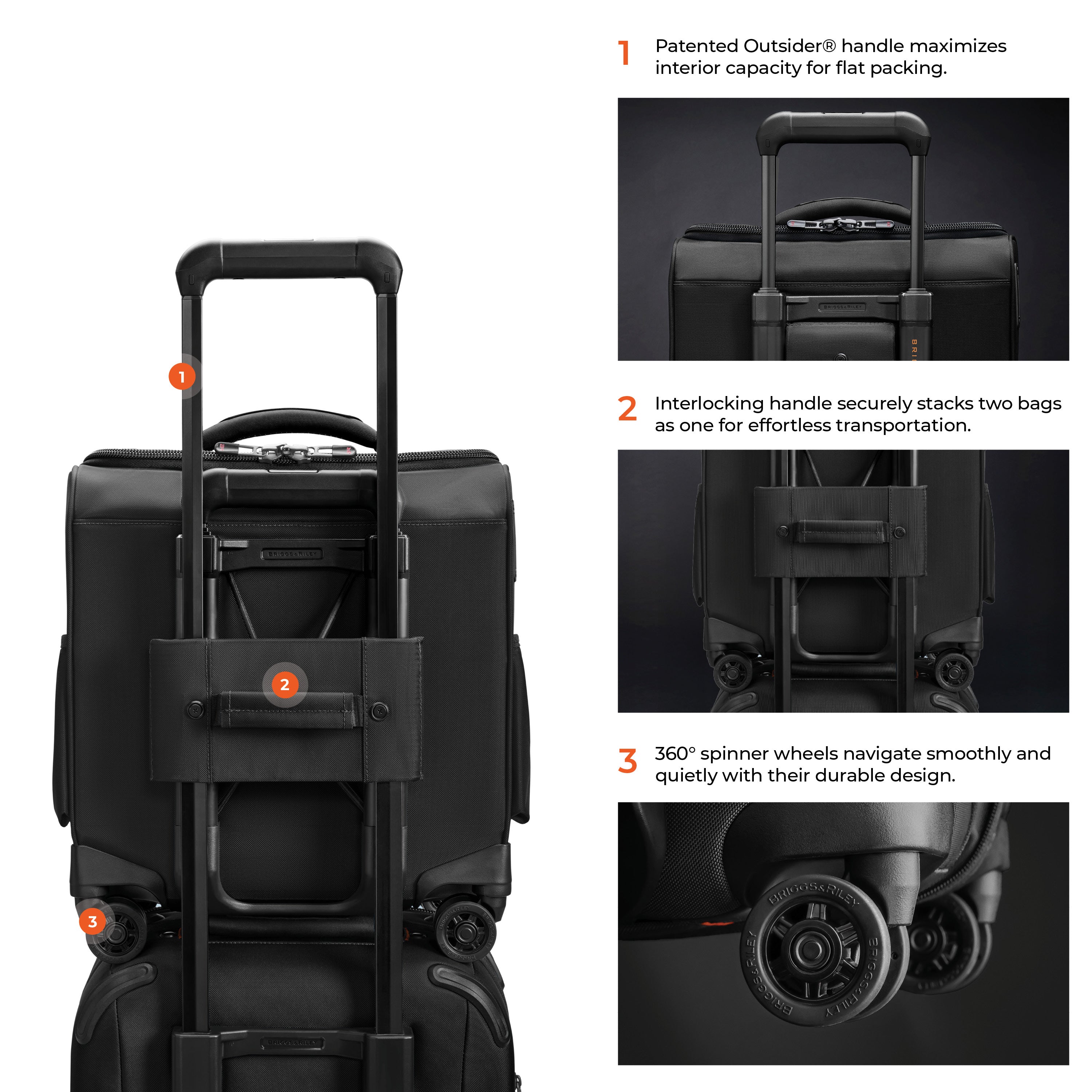 Briggs & Riley ZDX Cabin Spinner in Black — detail view 4 # color_Black