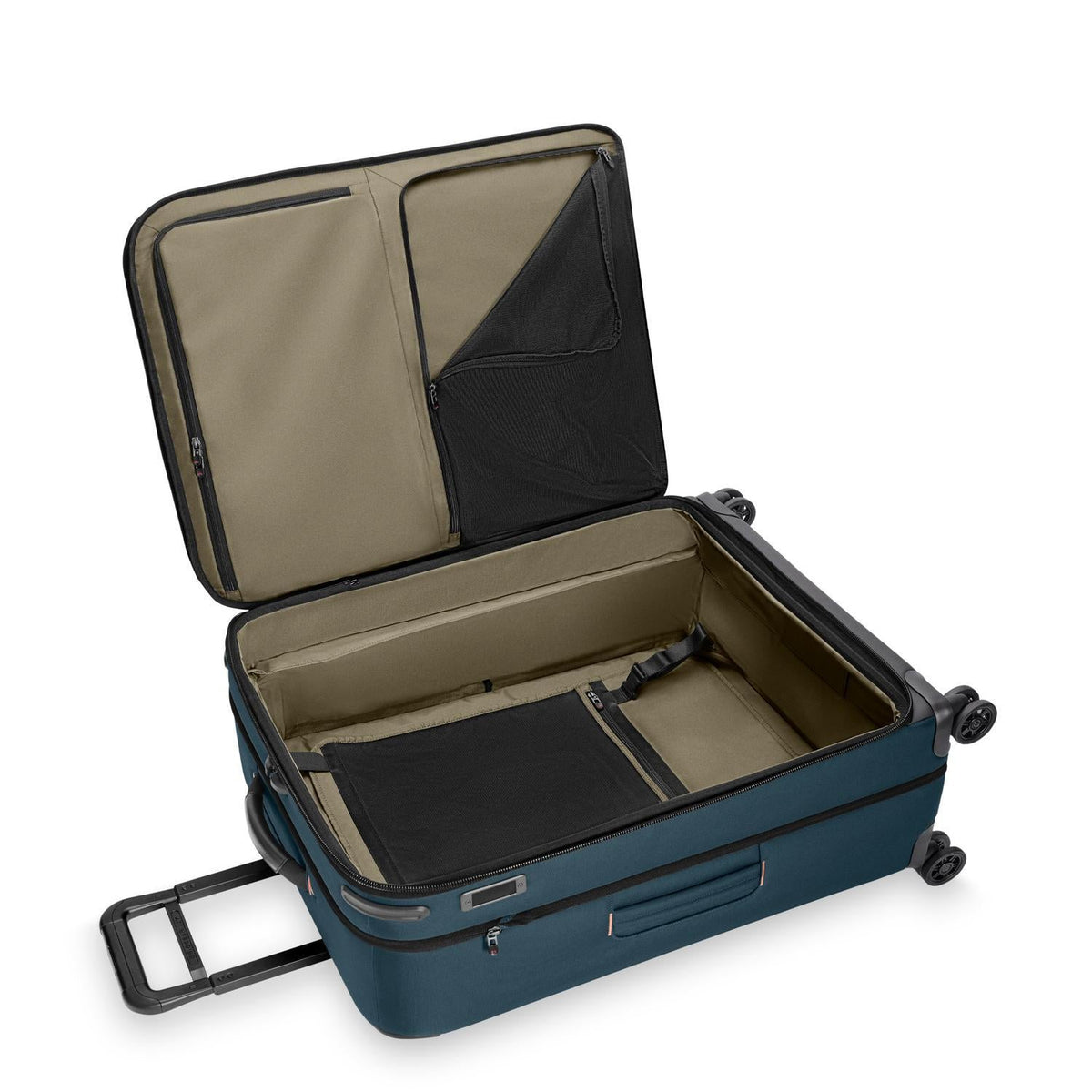 Briggs & Riley ZDX Large Expandable Spinner in Ocean — interior view