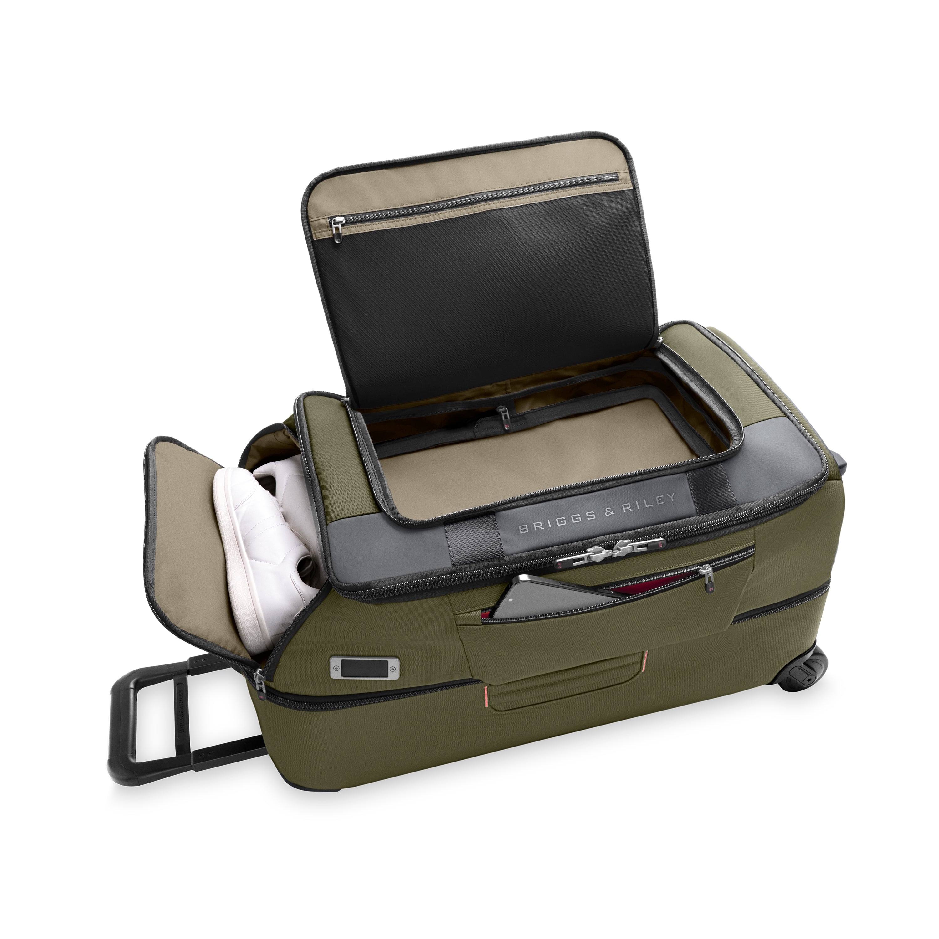 Briggs & Riley ZDX Medium 2-Wheel Duffle in Hunter — interior view 4 # color_Hunter