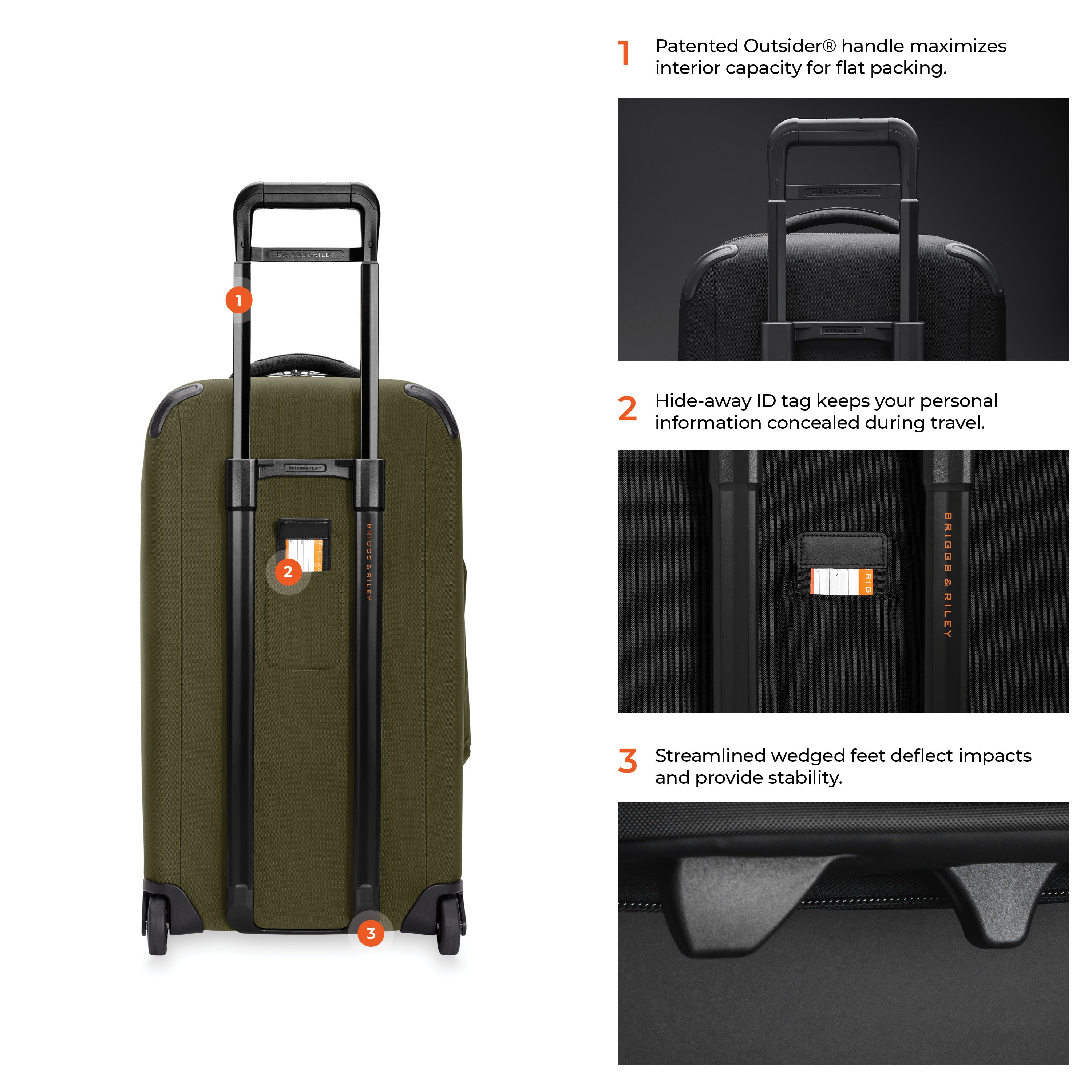 Briggs & Riley ZDX Medium 2-Wheel Duffle in Hunter — detail view # color_Hunter