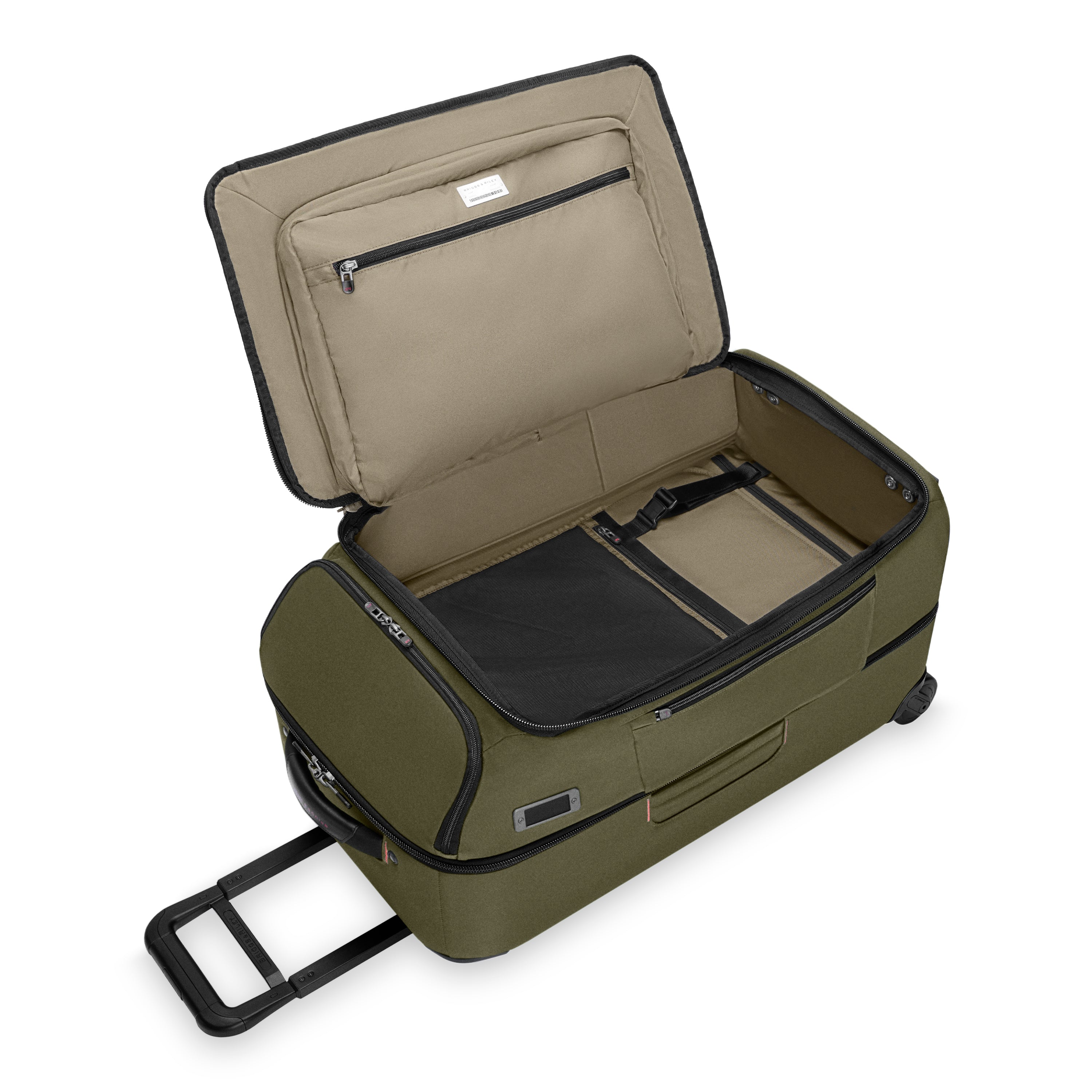 Briggs & Riley ZDX Medium 2-Wheel Duffle in Hunter — interior view 3 # color_Hunter