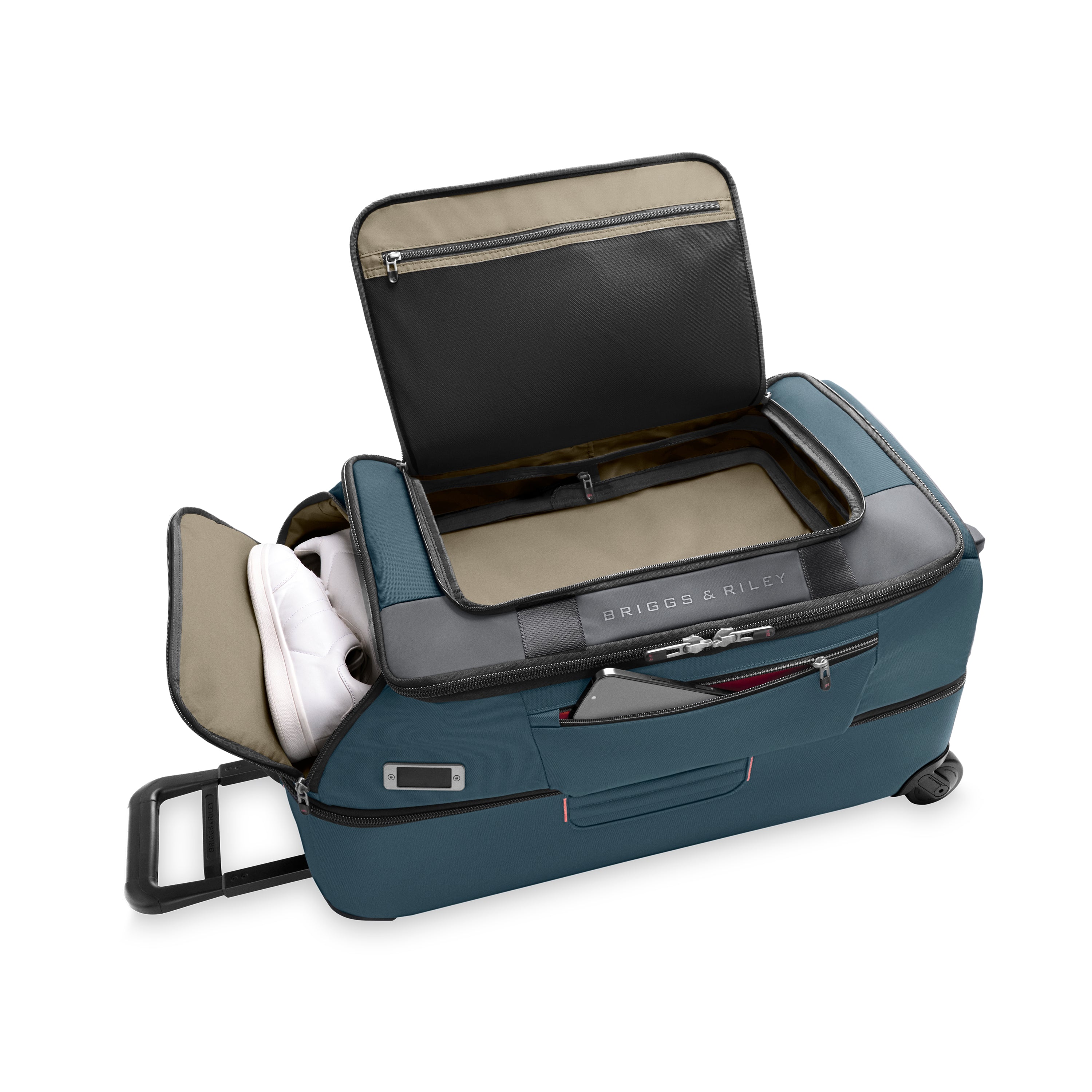 Briggs & Riley ZDX Medium 2-Wheel Duffle in Ocean — interior view 5 # color_Ocean