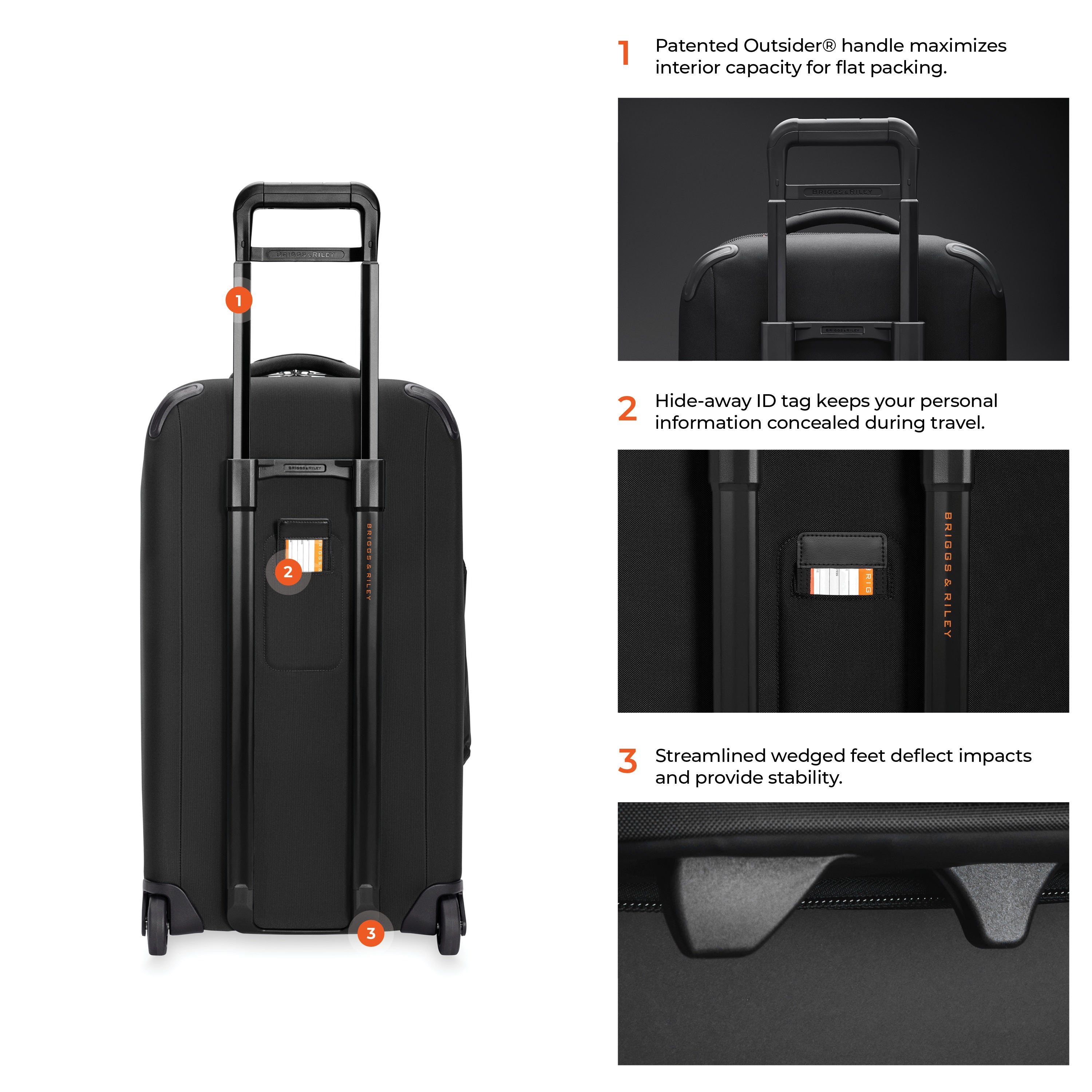 Briggs & Riley ZDX Medium 2-Wheel Duffle in Black — detail view 8 # color_Black