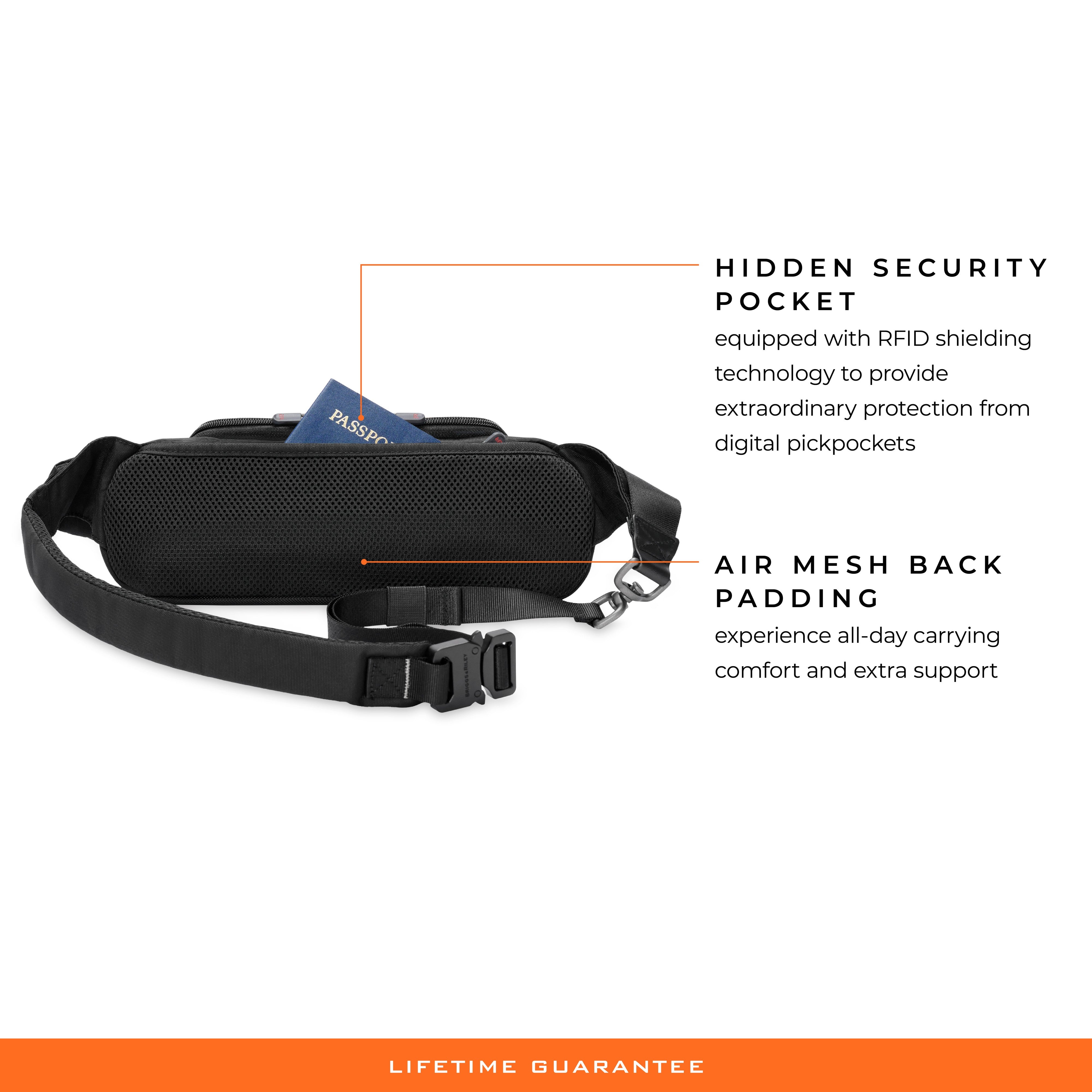 Briggs & Riley HTA Sling Bag in Black — detail view 9