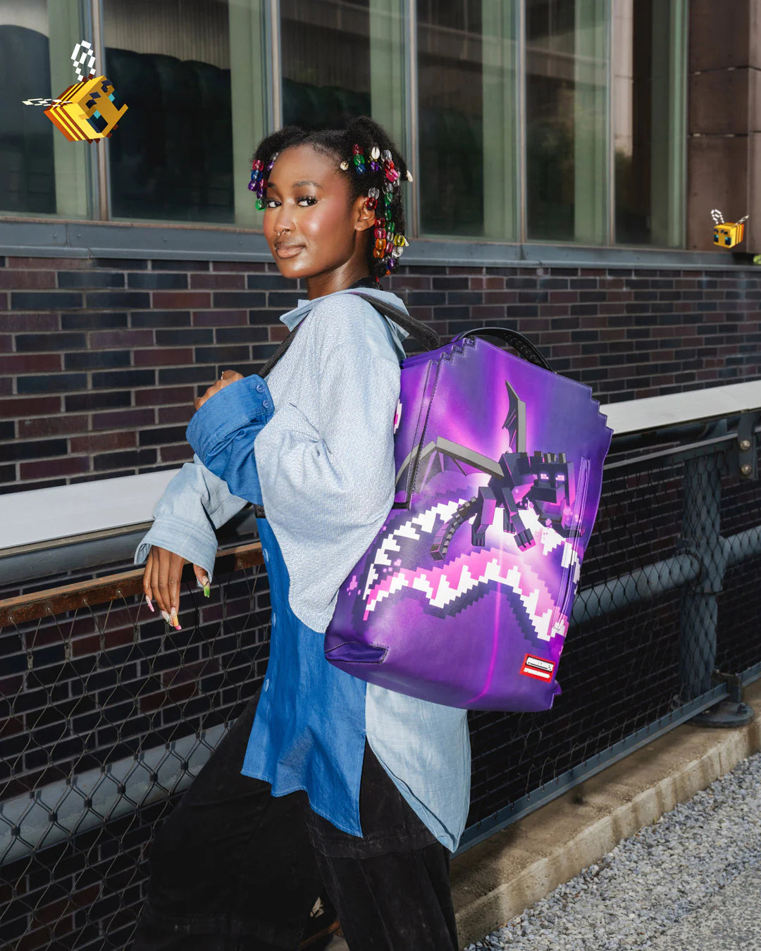 Sprayground Minecraft Ender Dragon Attack Backpack, view 4