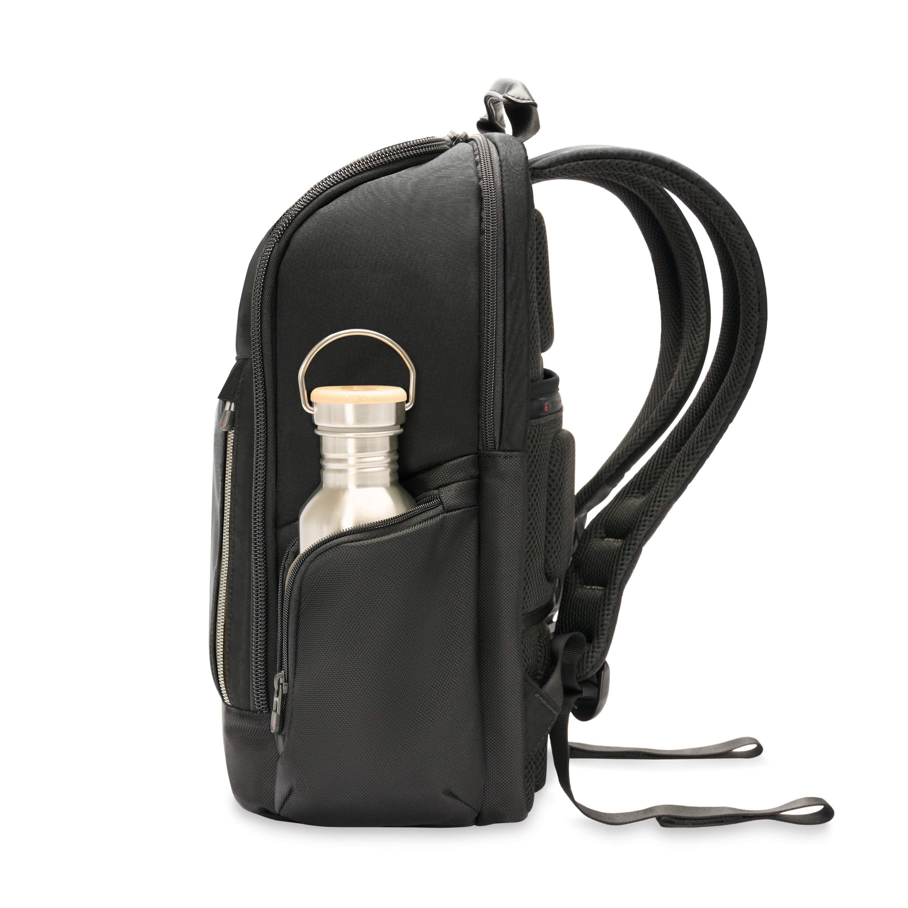 Briggs & Riley HTA Medium Widemouth Backpack in Black — side view # color_Black