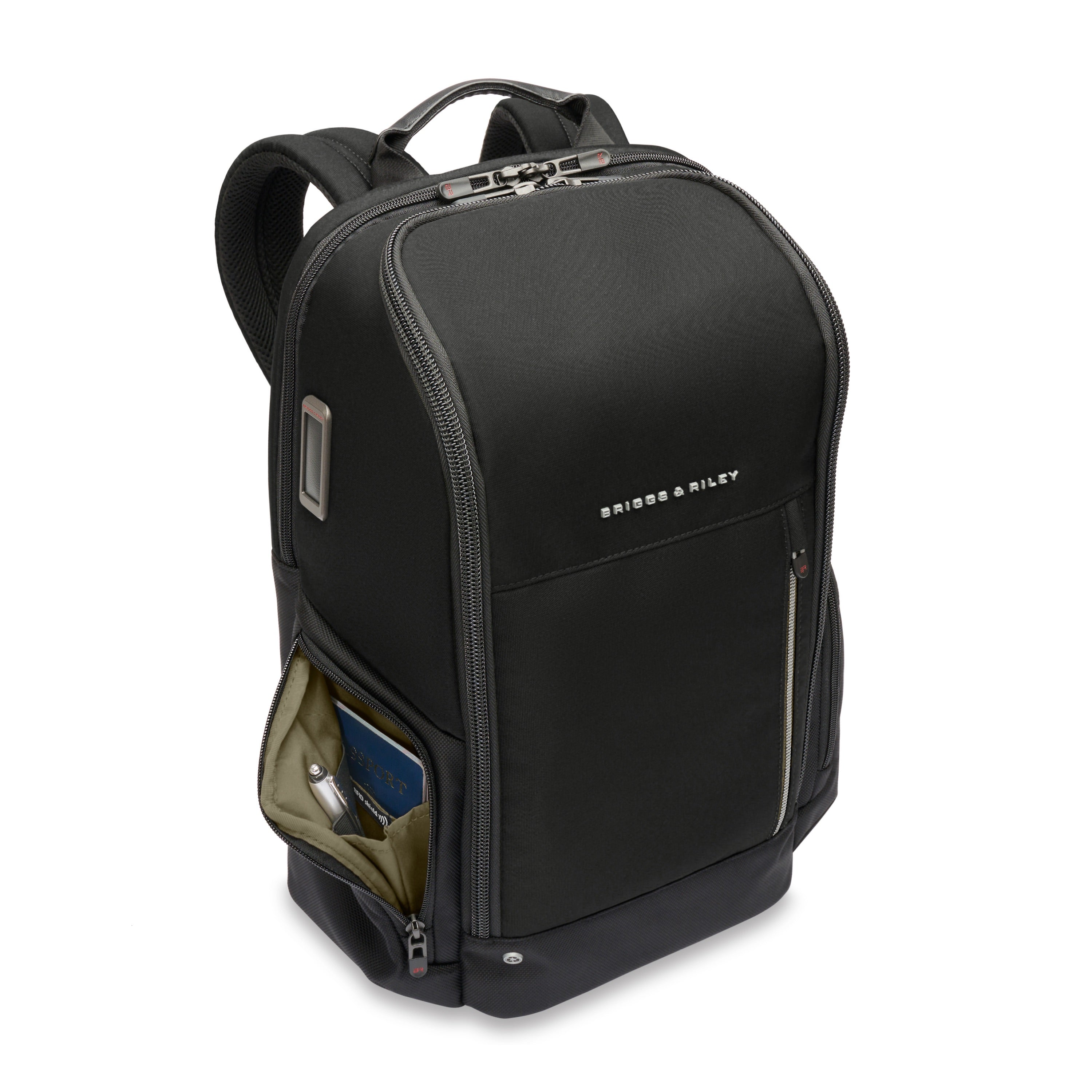 Briggs & Riley HTA Medium Widemouth Backpack in Black — angle view 2 # color_Black