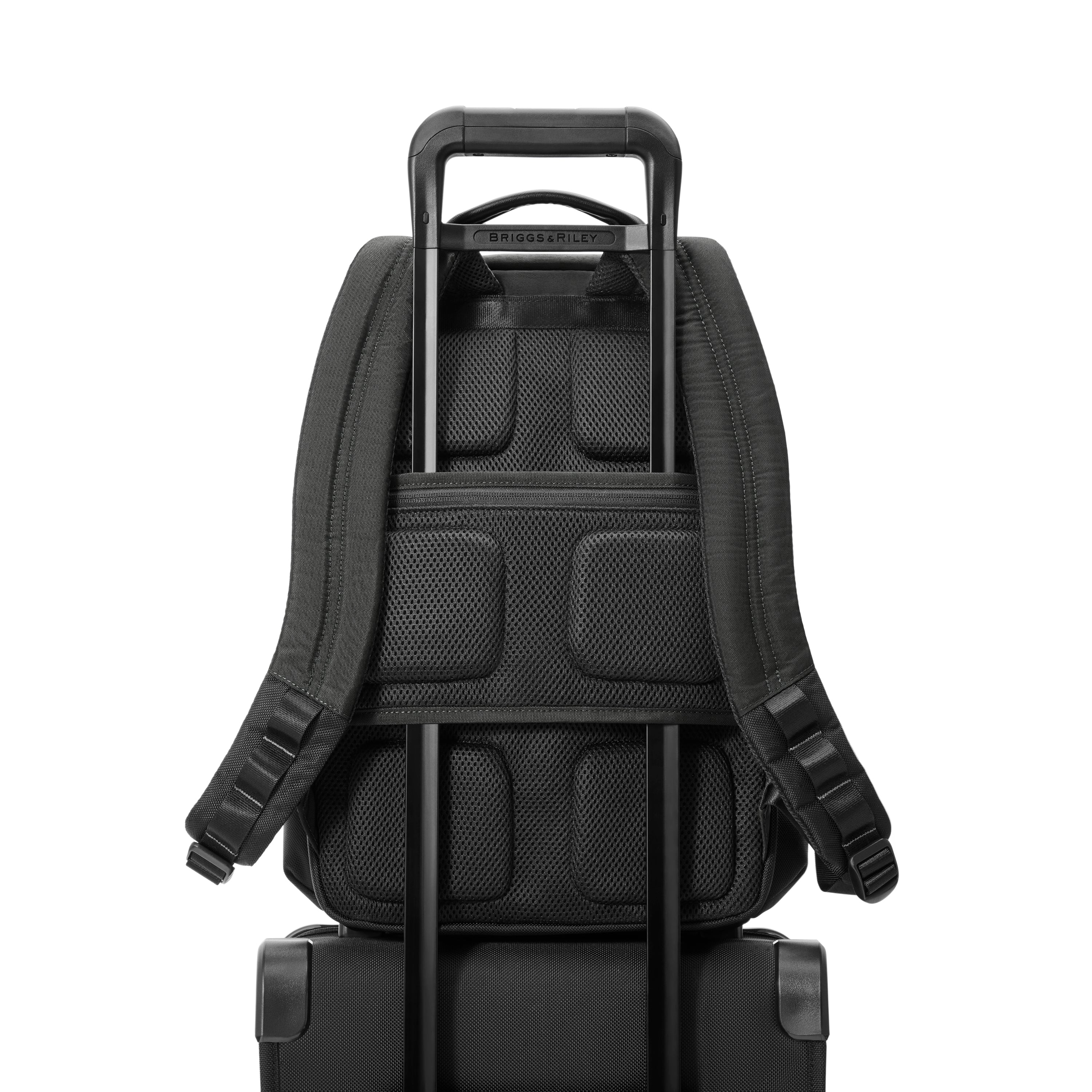 Briggs & Riley HTA Medium Widemouth Backpack in Black — back view 2 # color_Black
