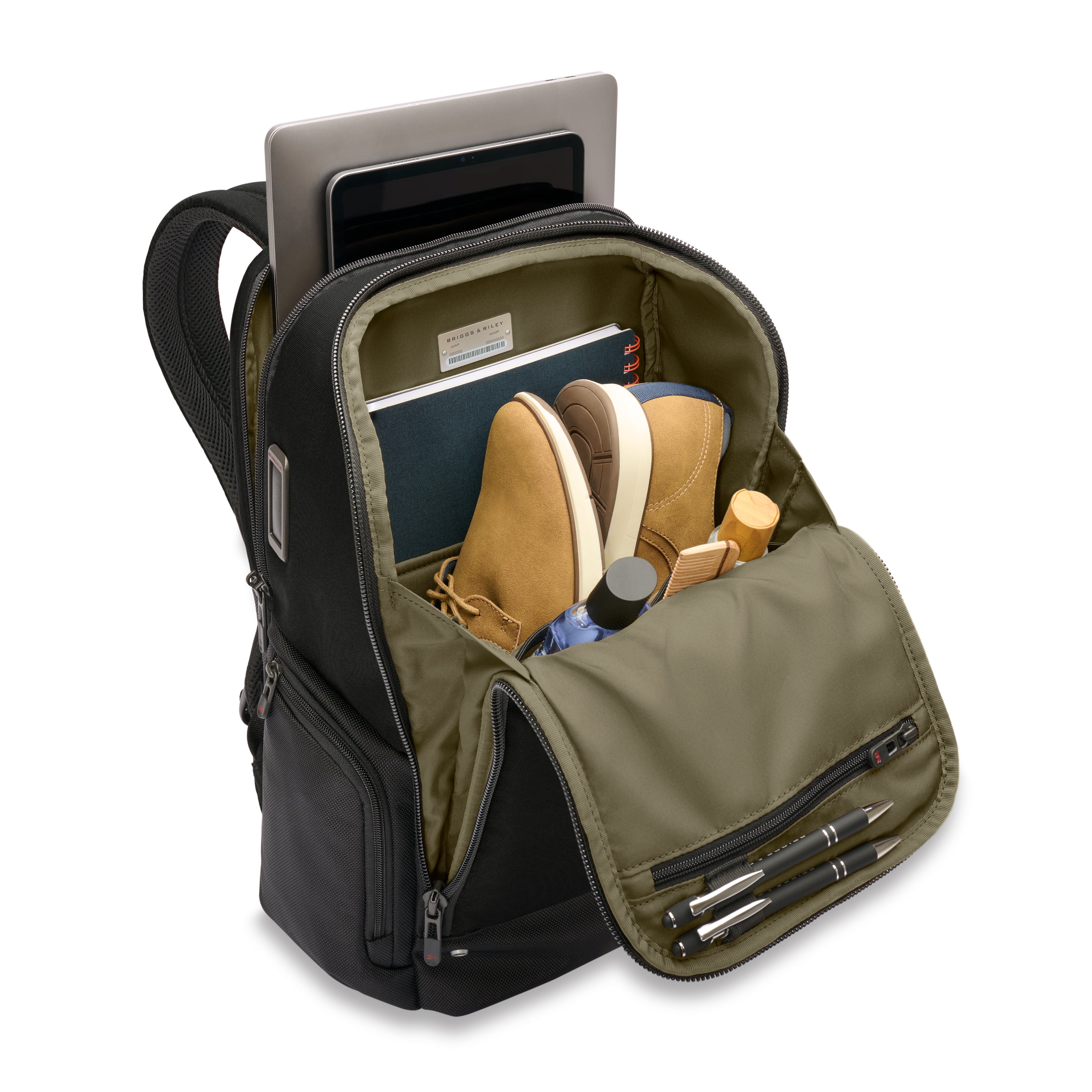Briggs & Riley HTA Medium Widemouth Backpack in Black — interior view # color_Black