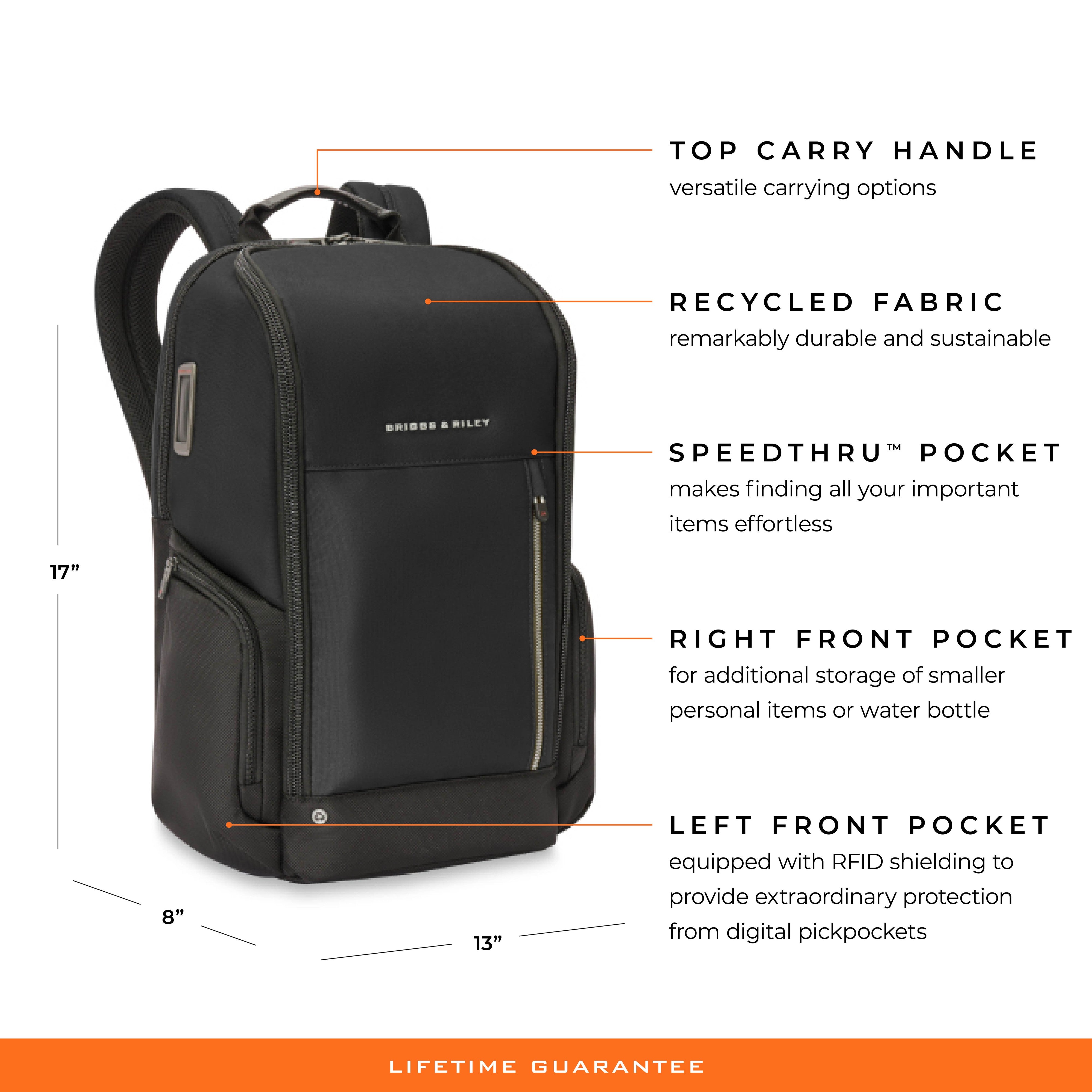 Briggs & Riley HTA Medium Widemouth Backpack in Black — detail view 13 # color_Black