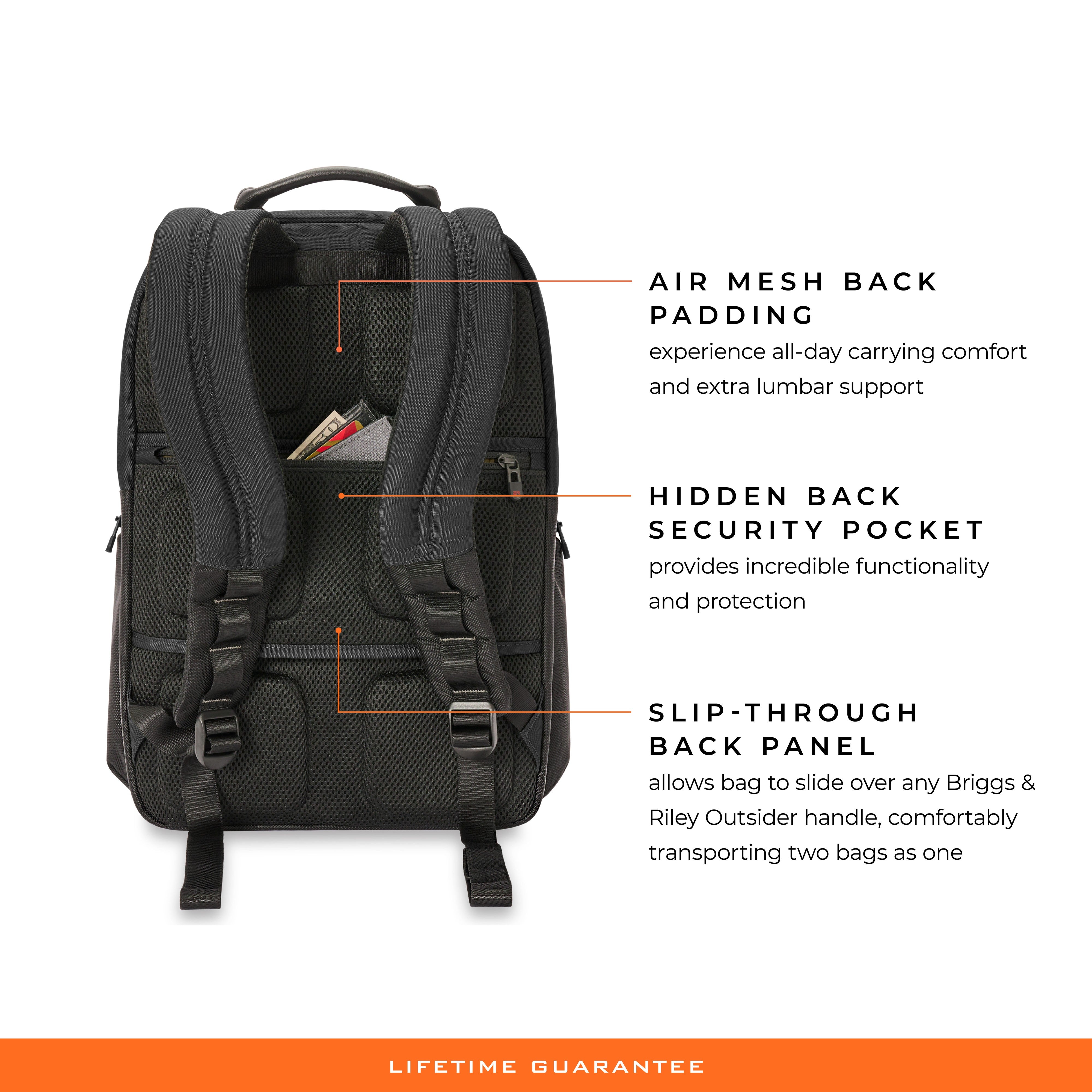 Briggs & Riley HTA Medium Widemouth Backpack in Black — detail view 14 # color_Black