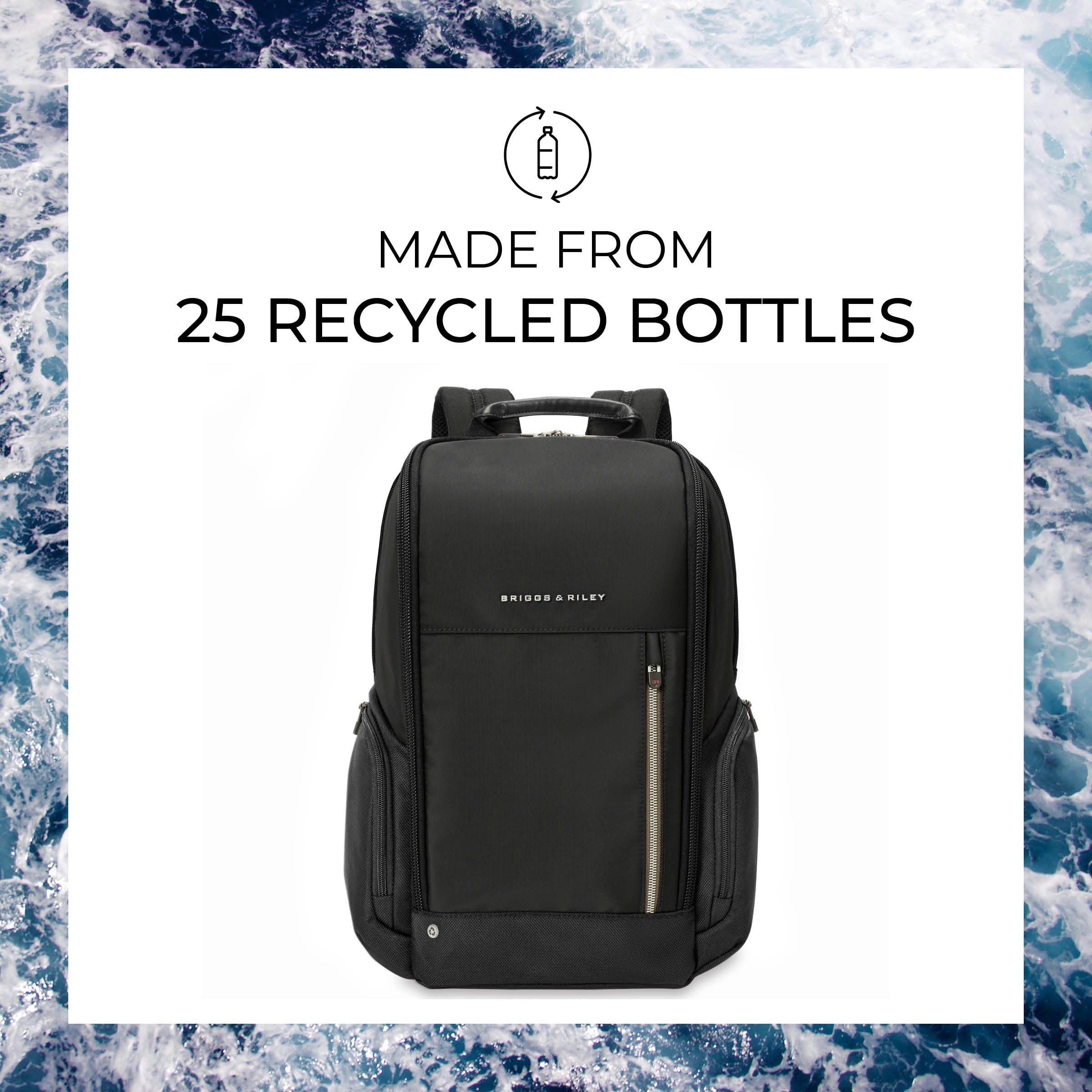 Briggs & Riley HTA Medium Widemouth Backpack in Black — detail view 15 # color_Black