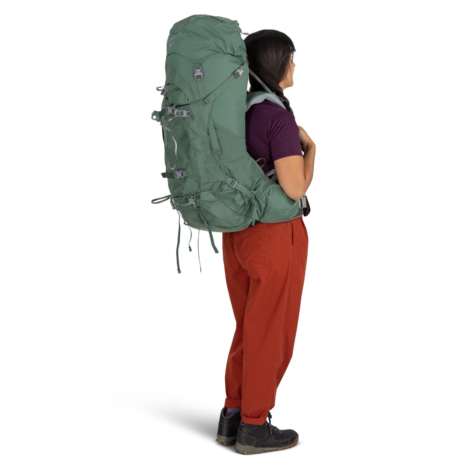 Osprey Ariel 55 Women's Hiking Backpack 55L in Koseret Green — lifestyle 2