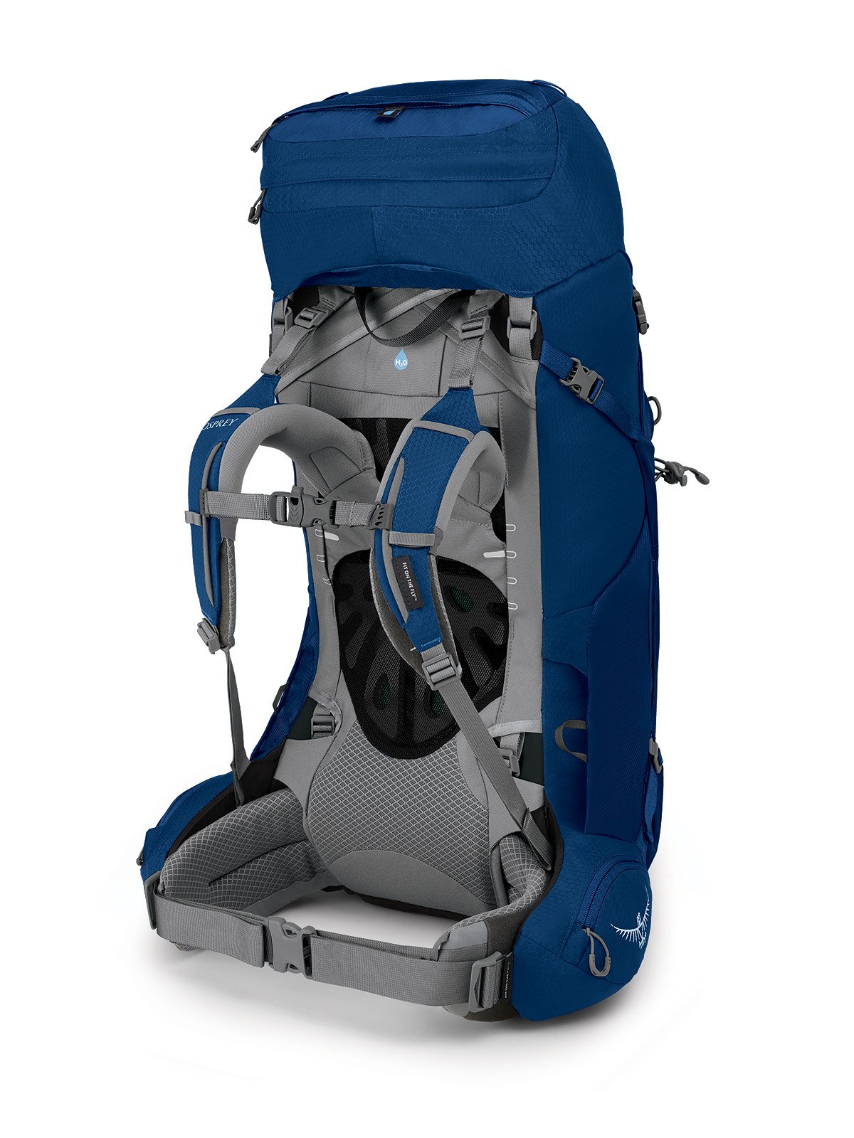 Osprey Ariel 55 Women's Hiking Backpack 55L in Ceramic Blue — back view