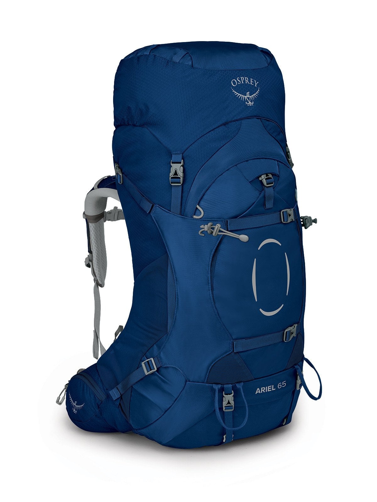 Osprey Ariel 65 Women's Hiking Backpack 65L in Ceramic Blue — front view